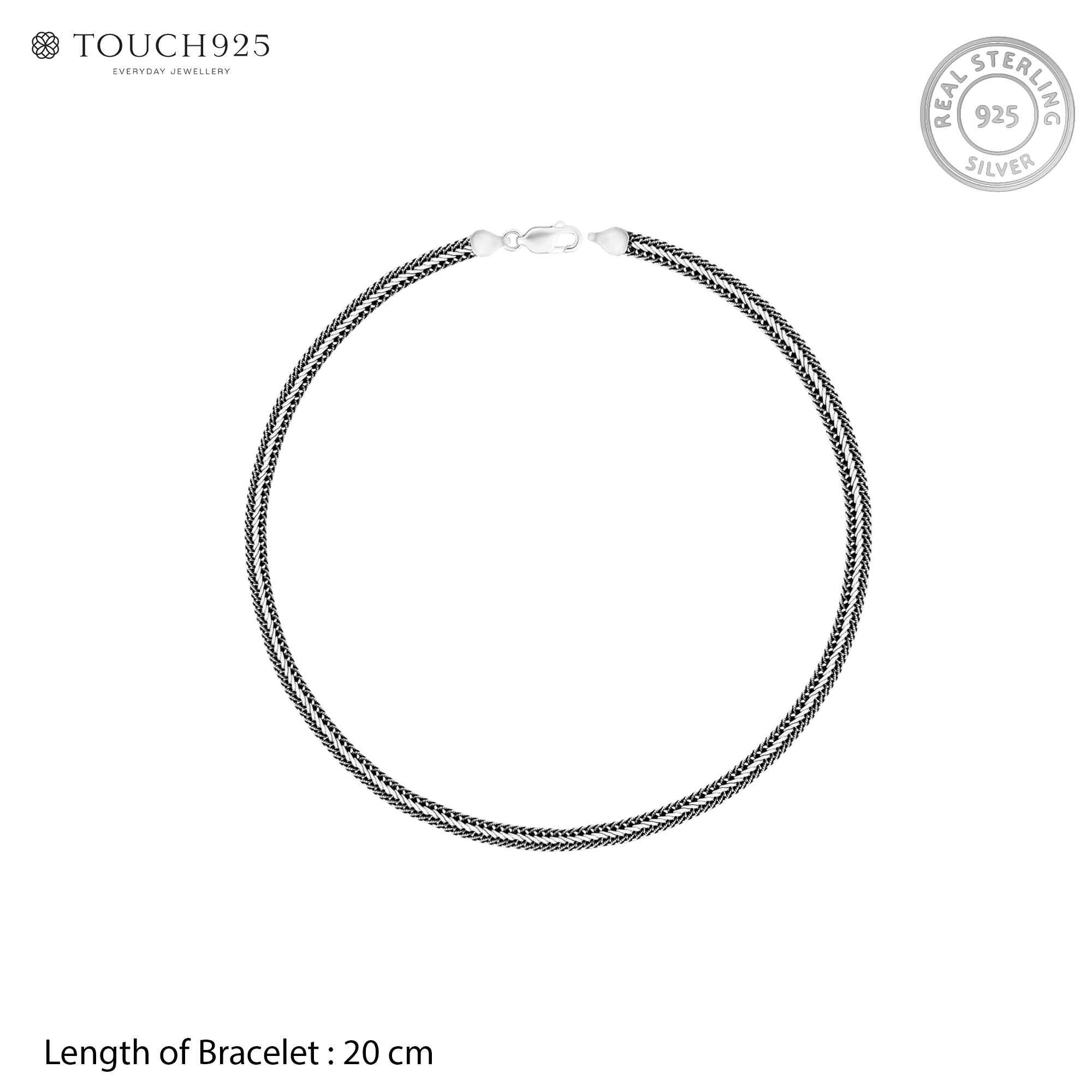 Woven Oxidised Silver Chain Bracelet