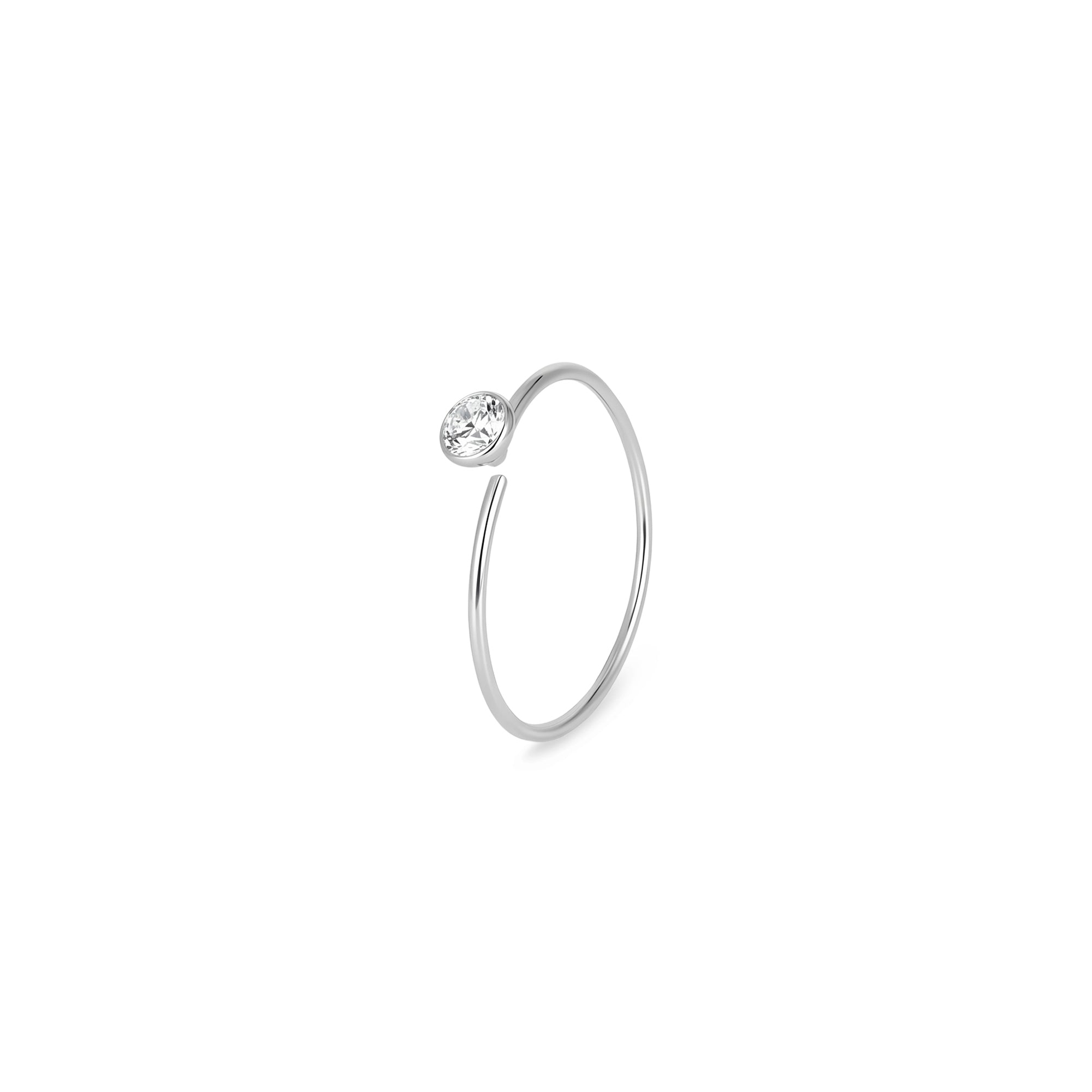 Bezel Solitaire Zircon Helix Hoop