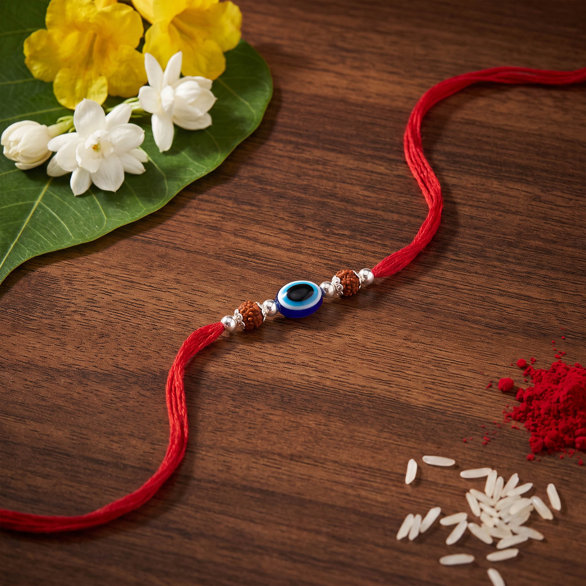 Silver Evil Eye Rudraksha Rakhi
