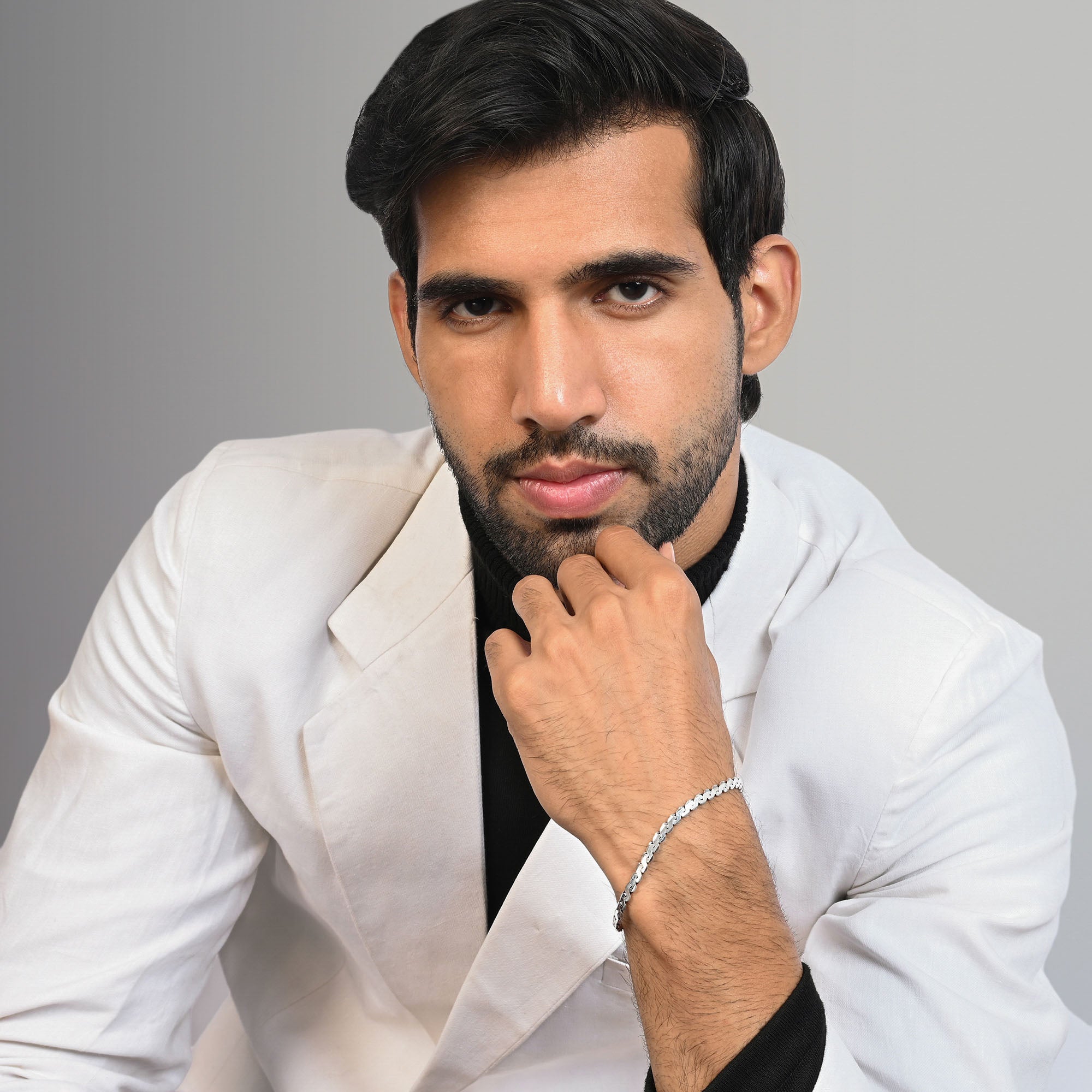 Sculpted Links Silver Bracelet