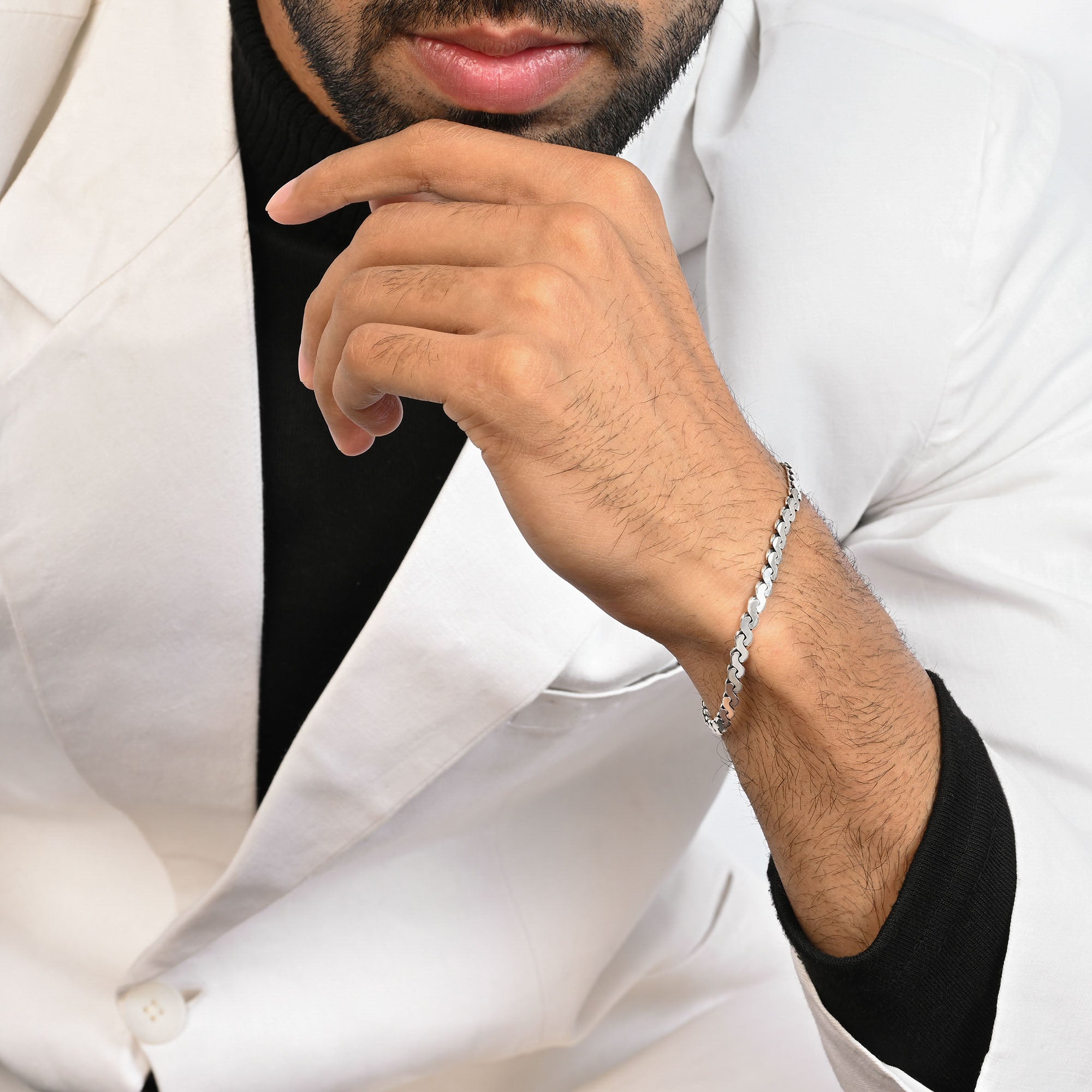 Sculpted Links Silver Bracelet