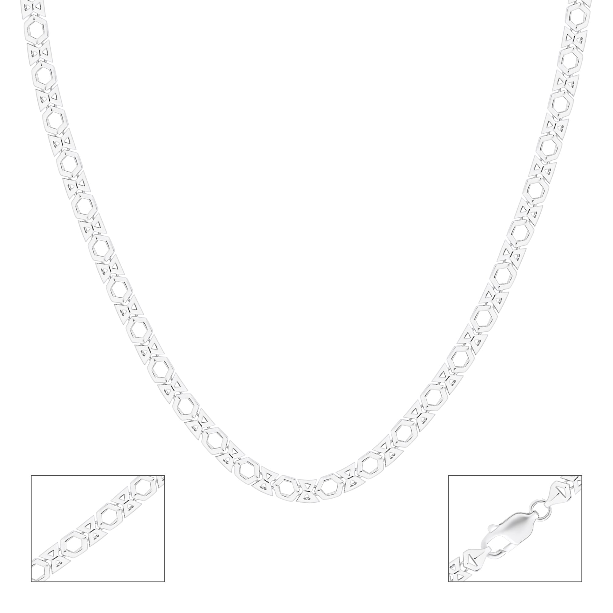 Hexa Link Silver Chain