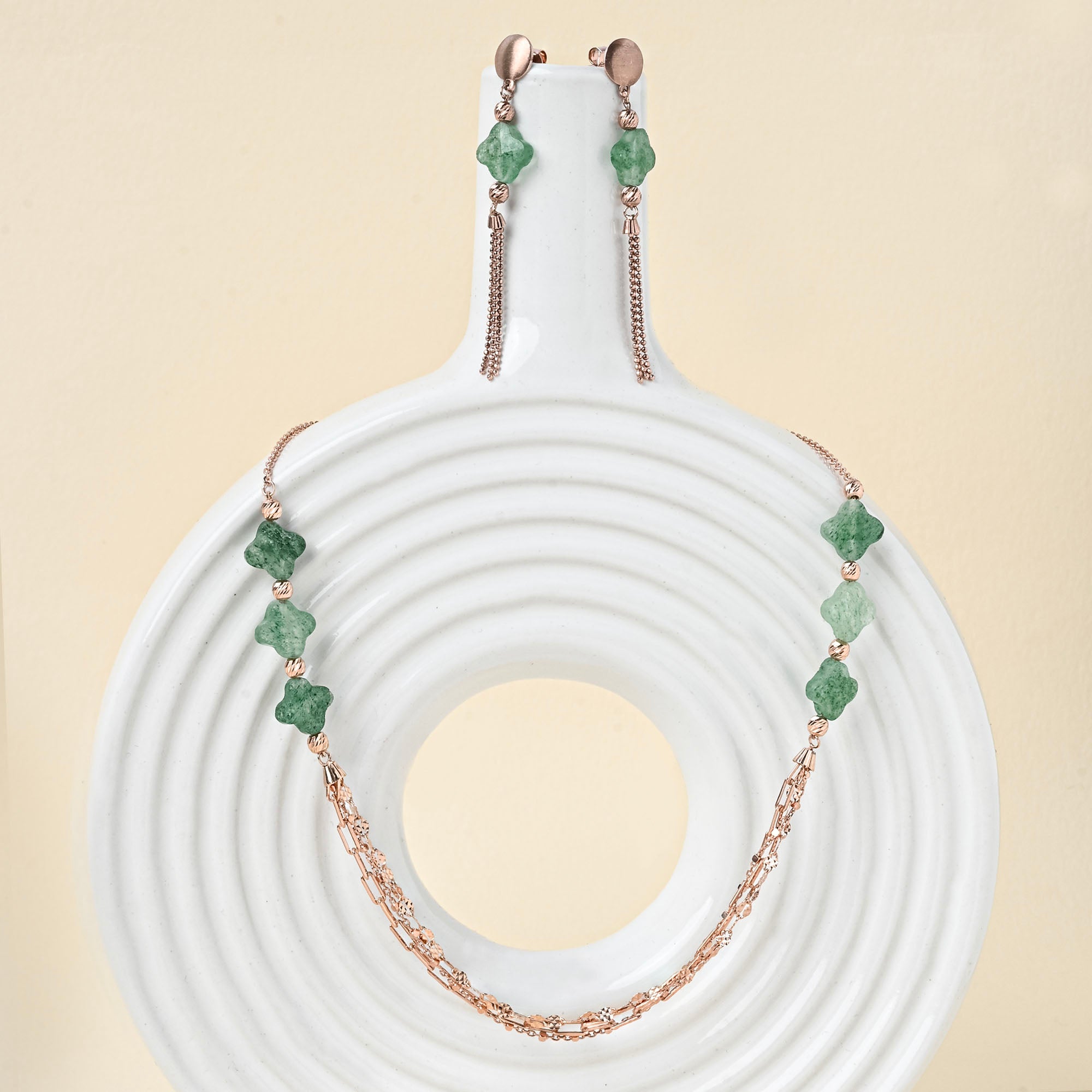 Clover Layered Silver Necklace Set