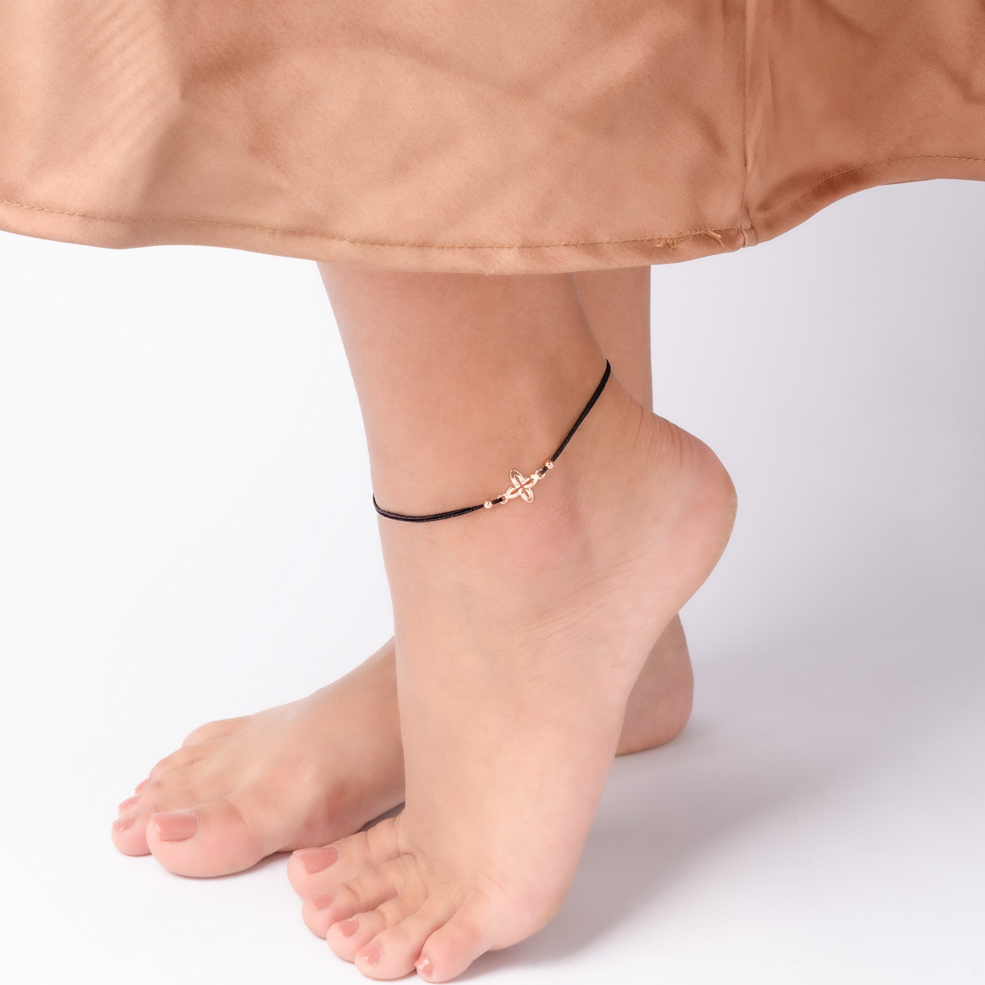 Silver Floral Charm Anklet
