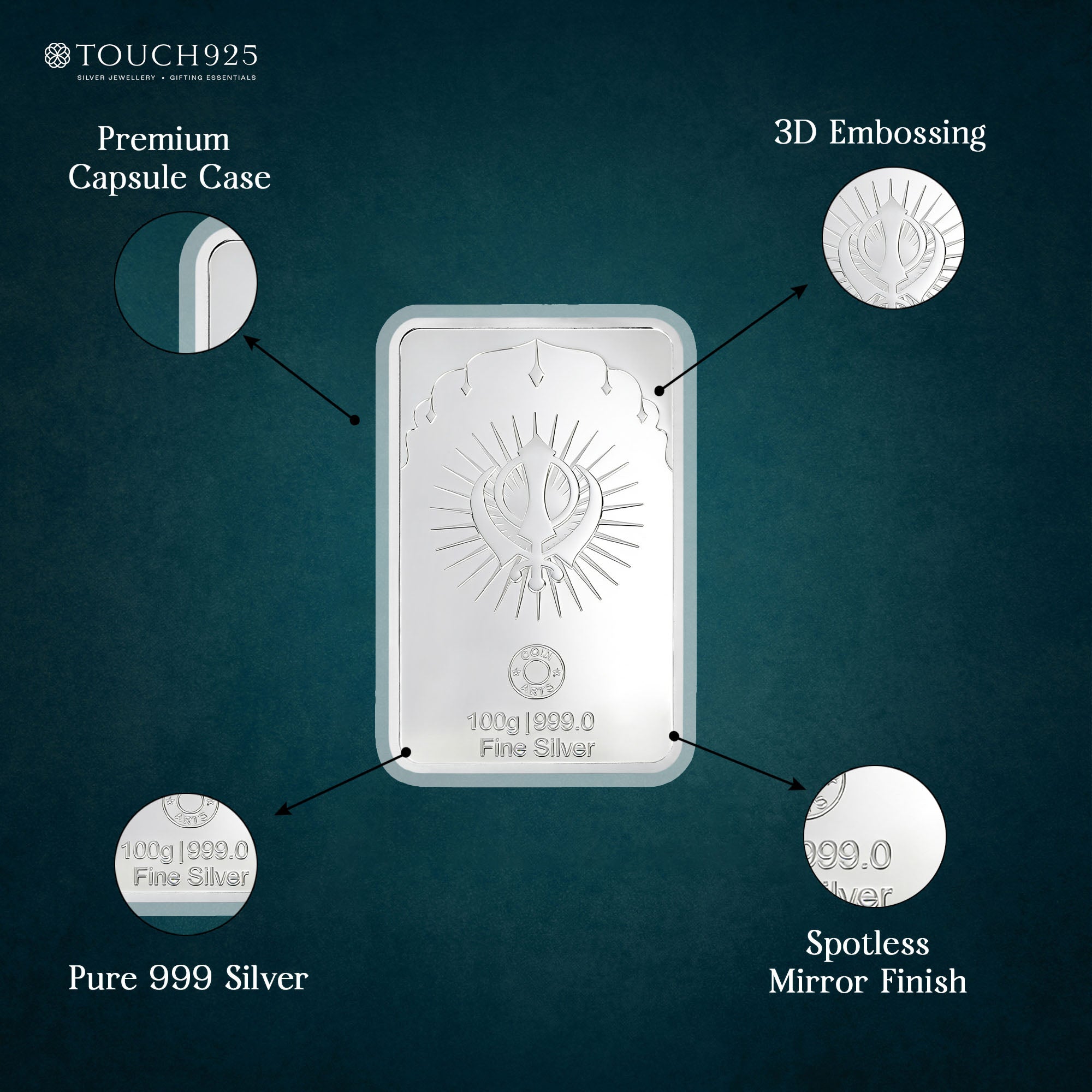 100g Guru Gobind 999 Silver Bar