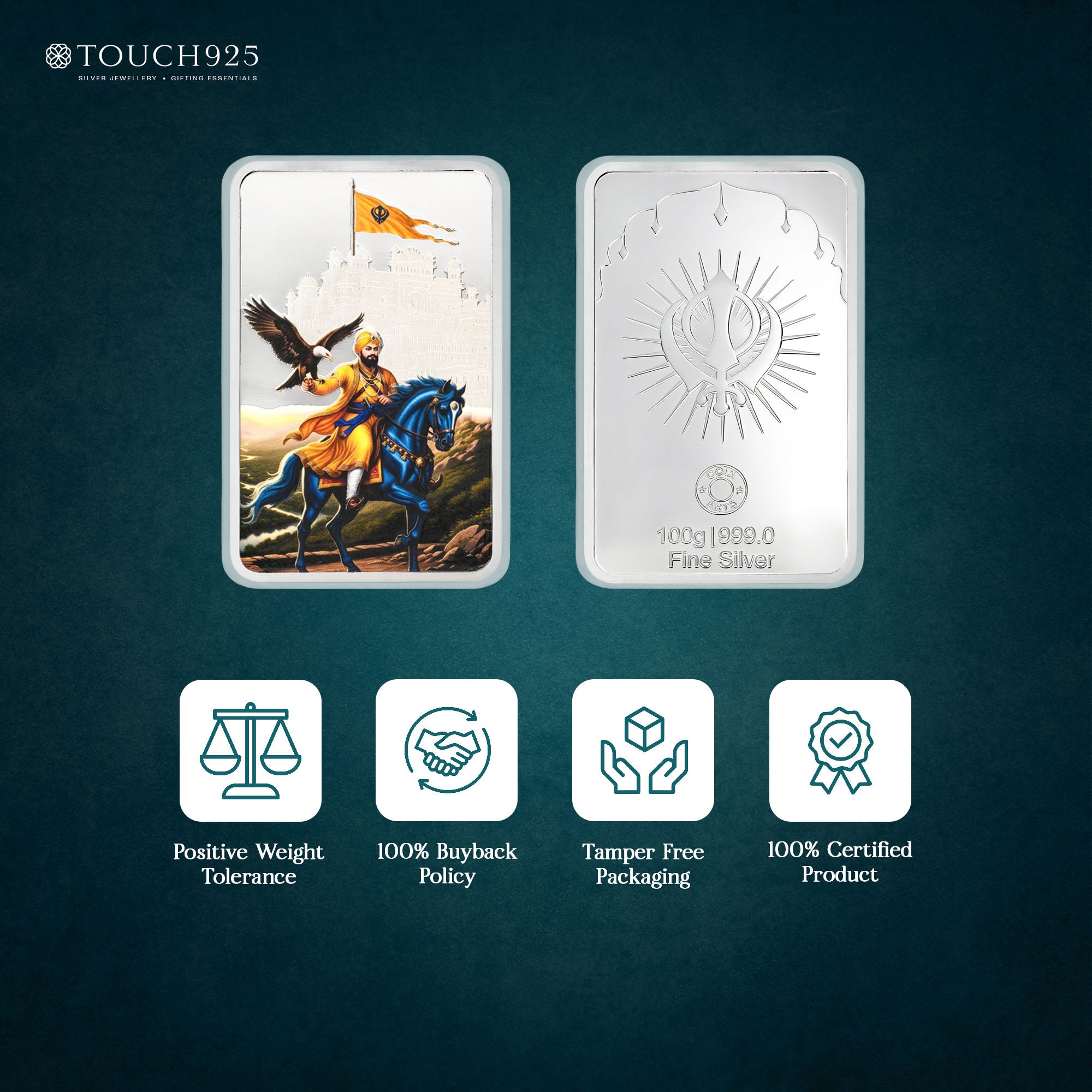 100g Guru Gobind 999 Silver Bar