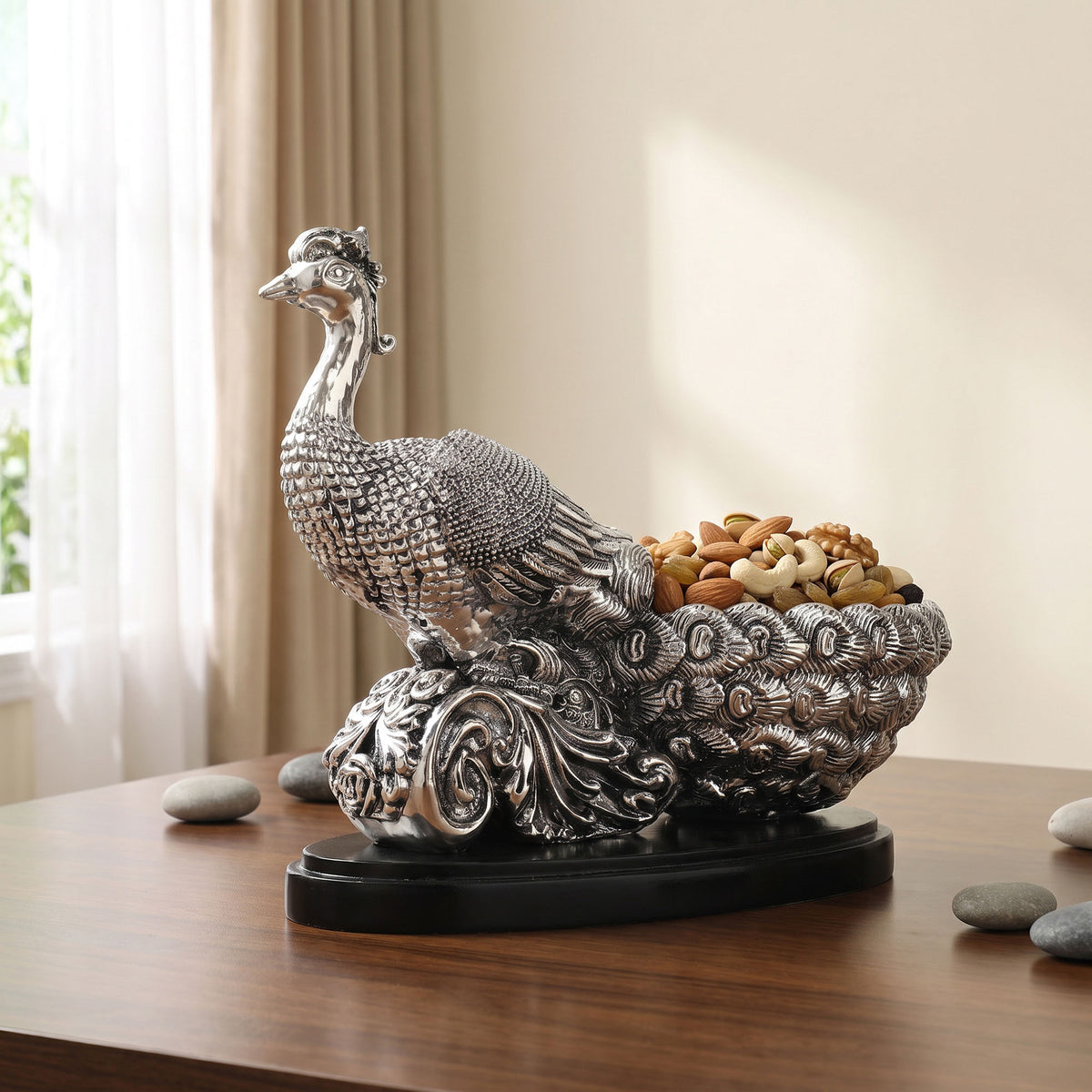 999 Silver Plated Peacock Bowl