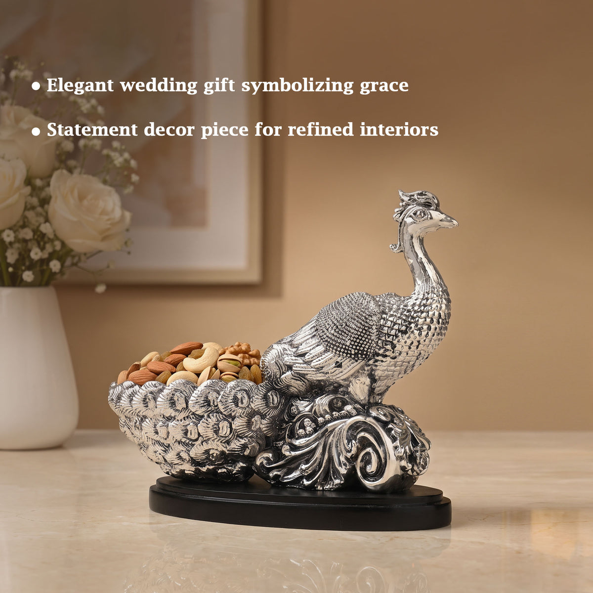 999 Silver Plated Peacock Bowl