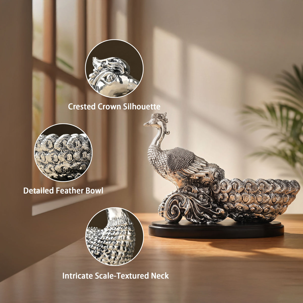 999 Silver Plated Peacock Bowl