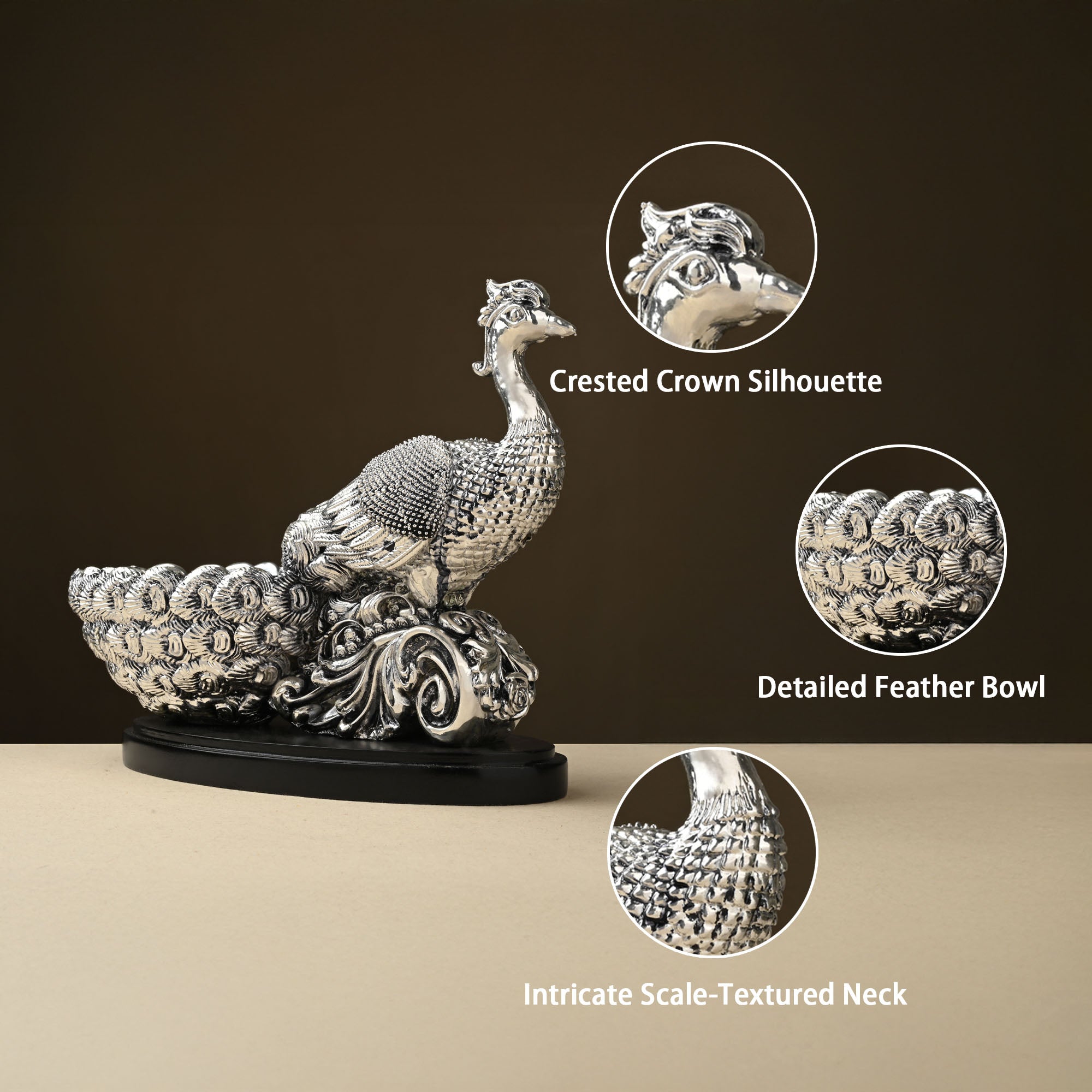 999 Silver Plated Peacock Bowl