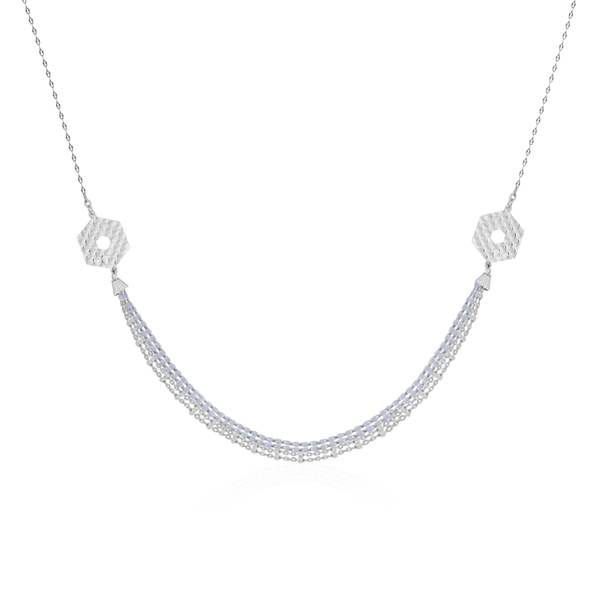 Hexa Flutter Silver Necklace Set