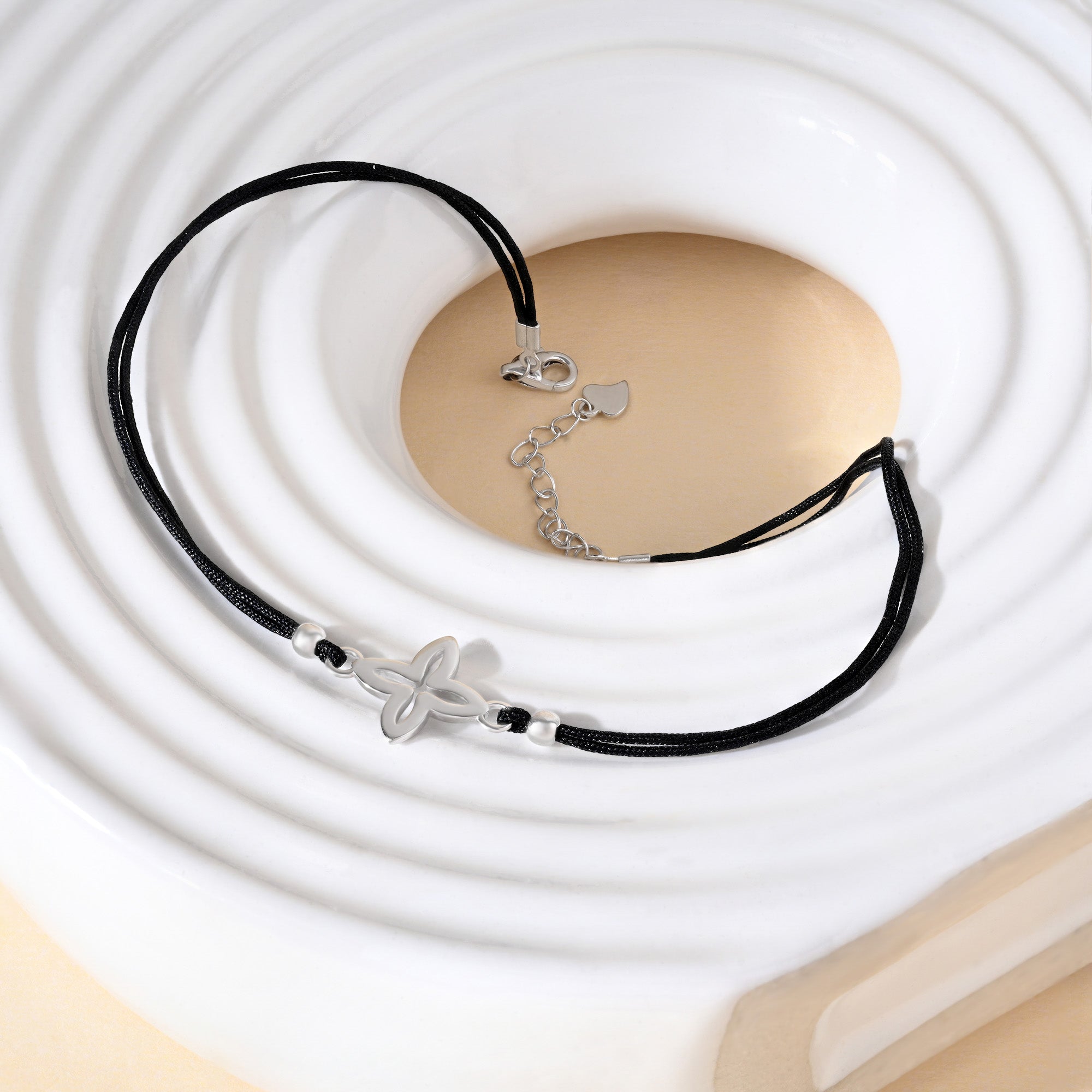 Silver Floral Charm Anklet