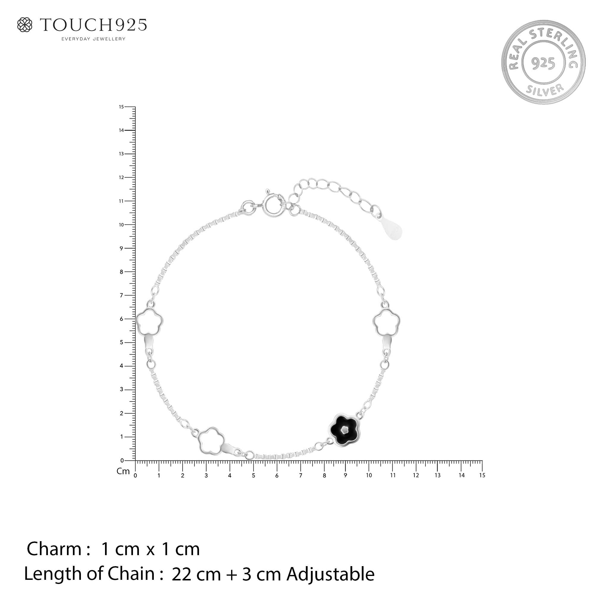 Midnight Bloom Silver Anklet