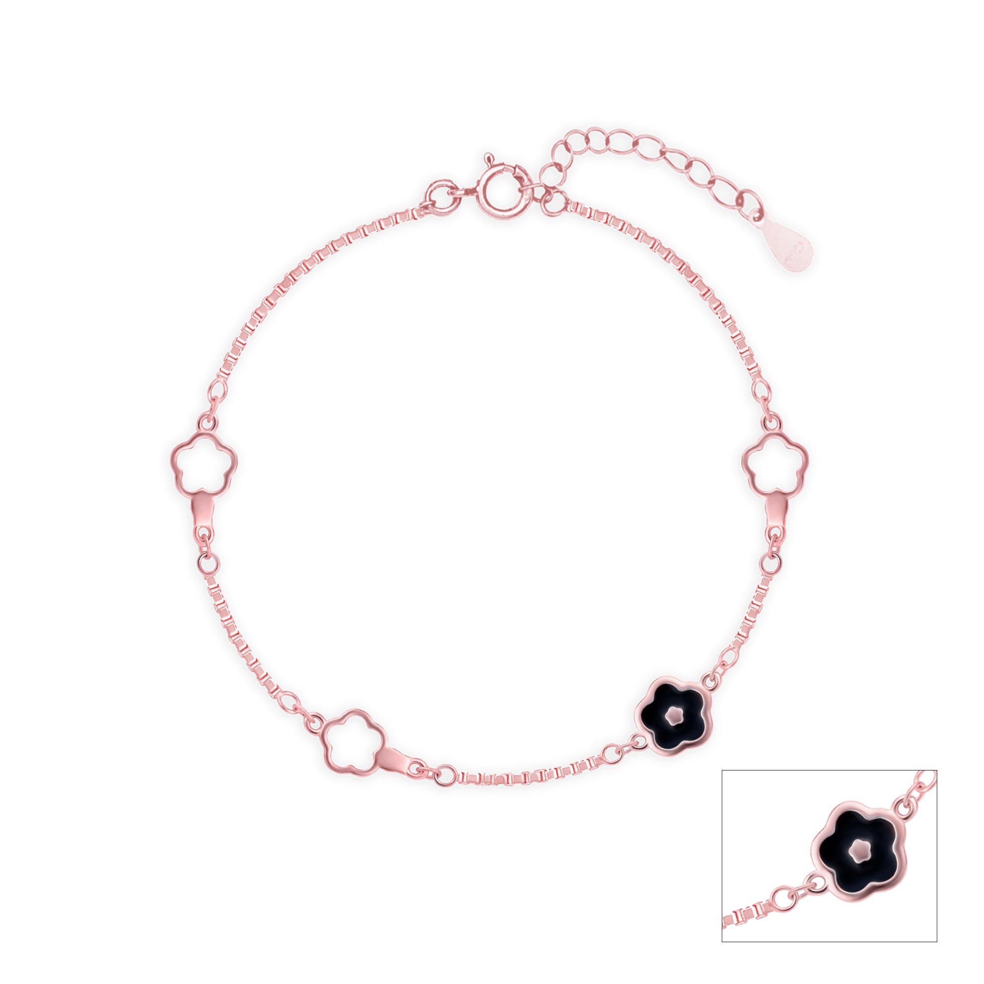 Midnight Bloom Silver Anklet