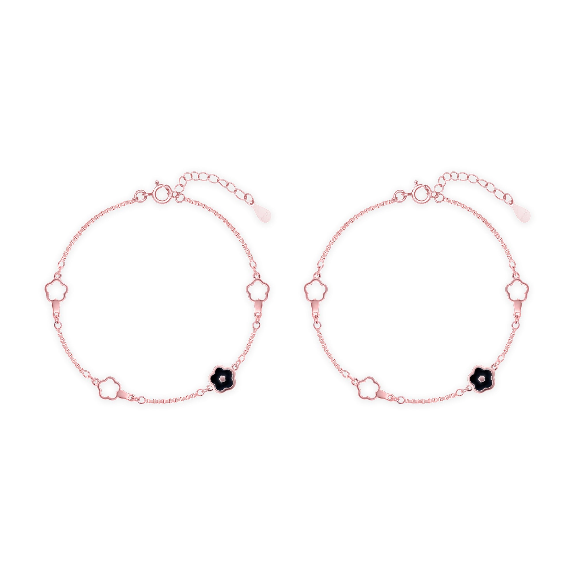 Midnight Bloom Silver Anklet