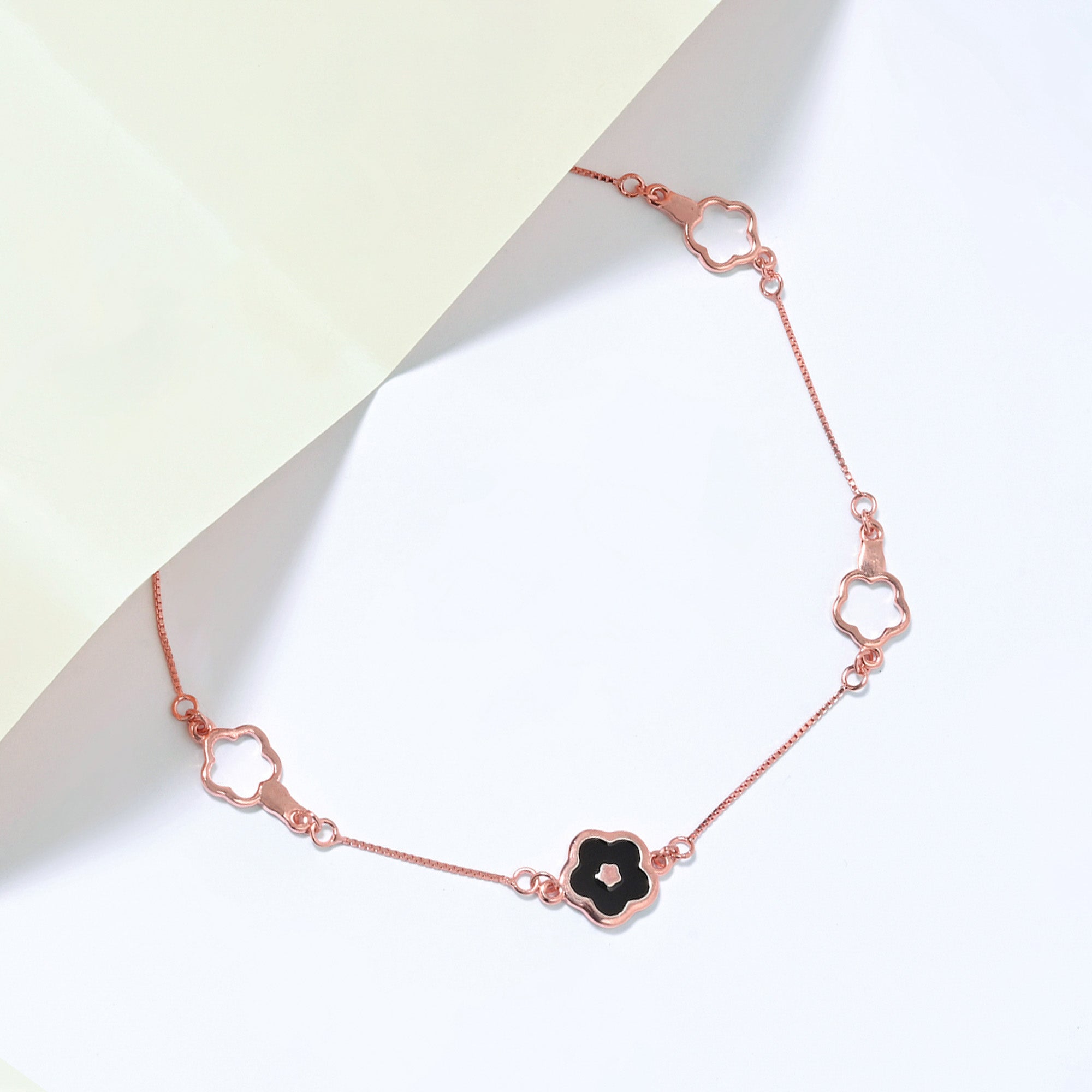 Midnight Bloom Silver Anklet