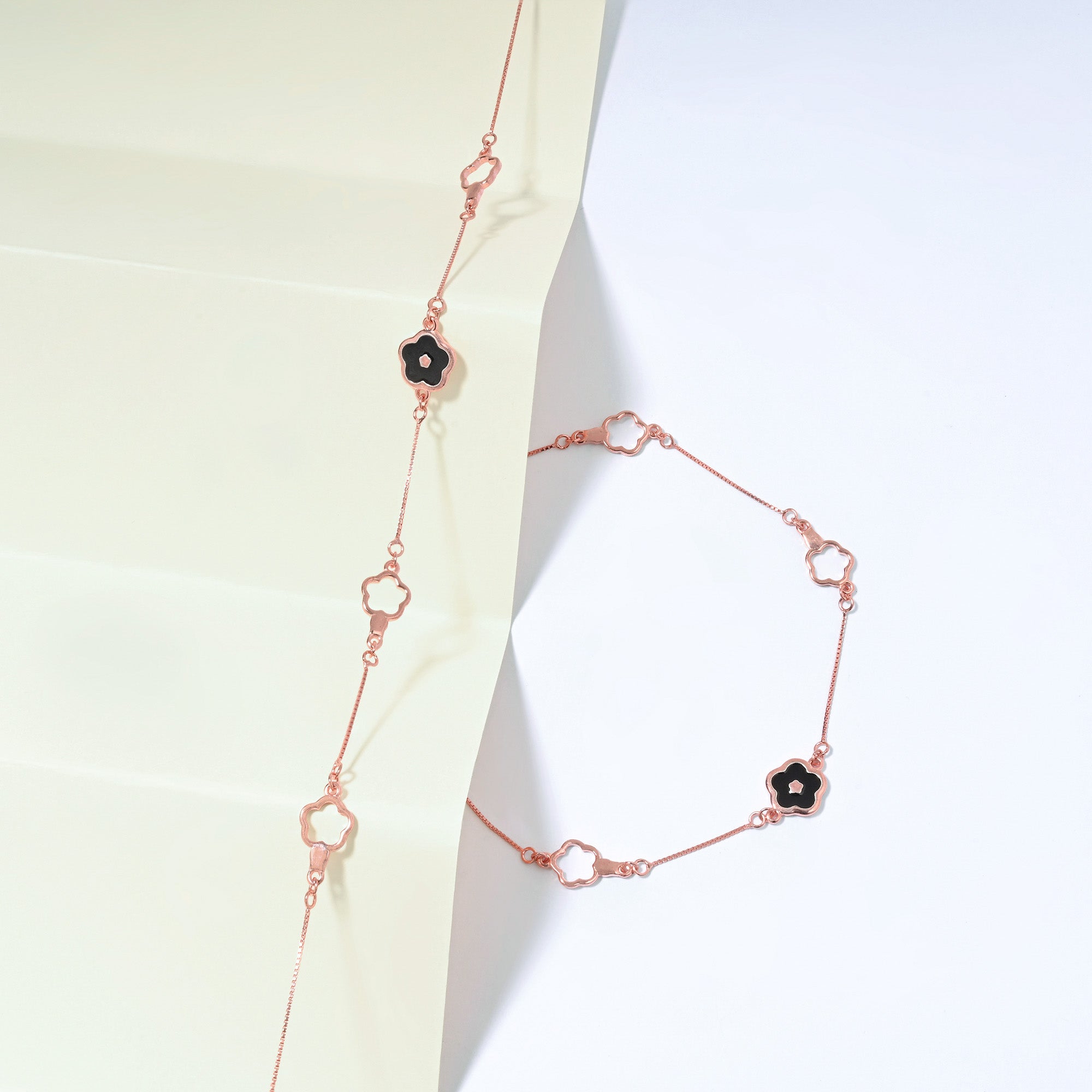 Midnight Bloom Silver Anklet