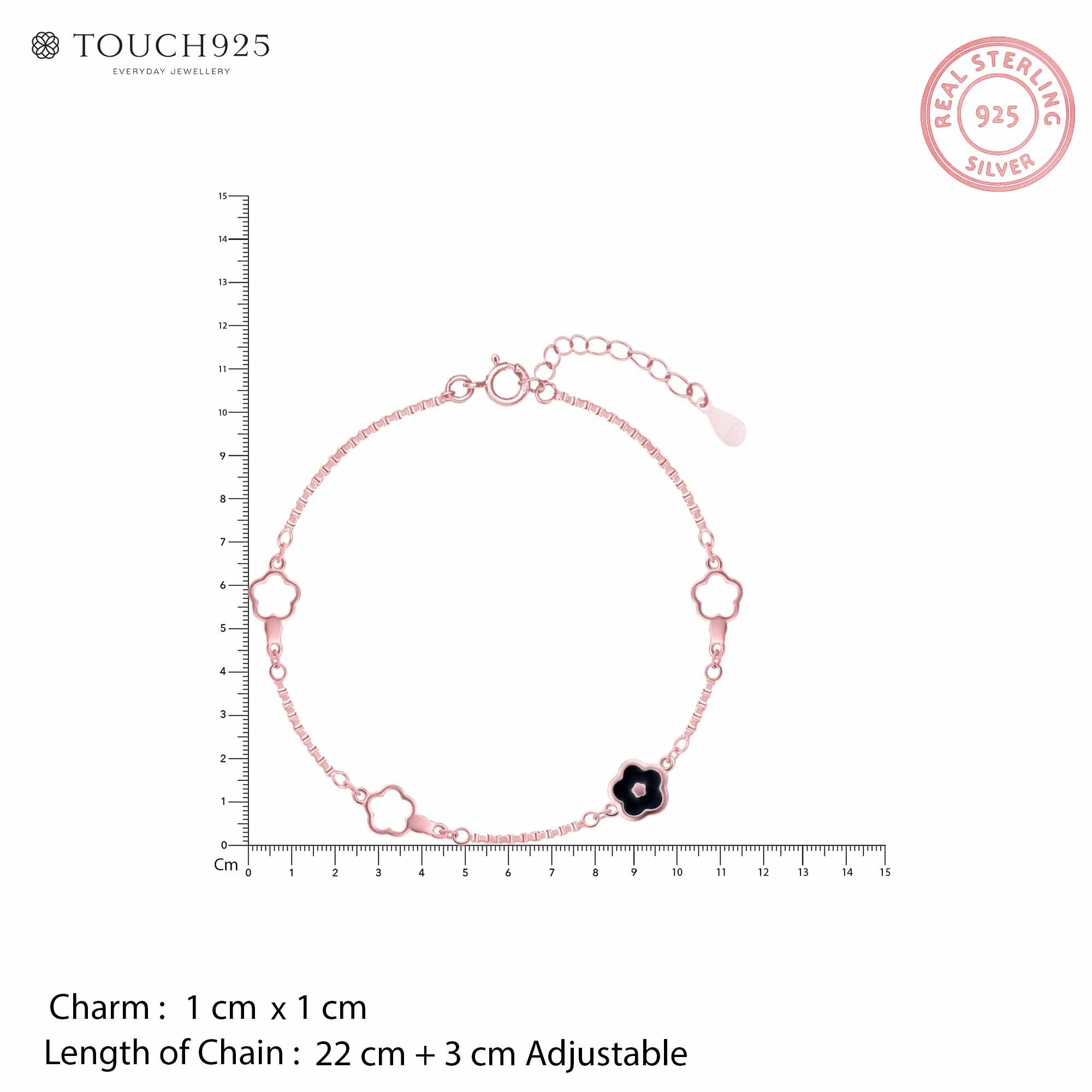 Midnight Bloom Silver Anklet