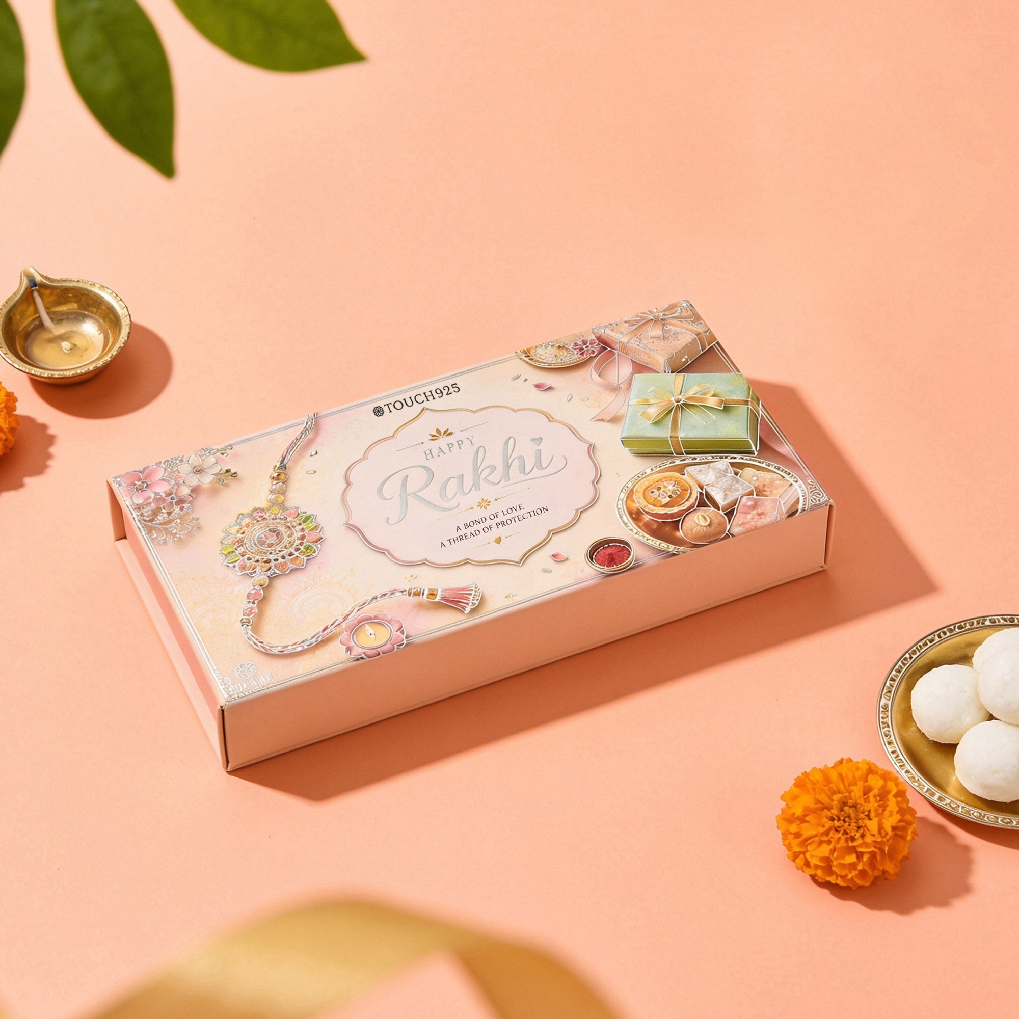Om Silver Rakhi Gift Box