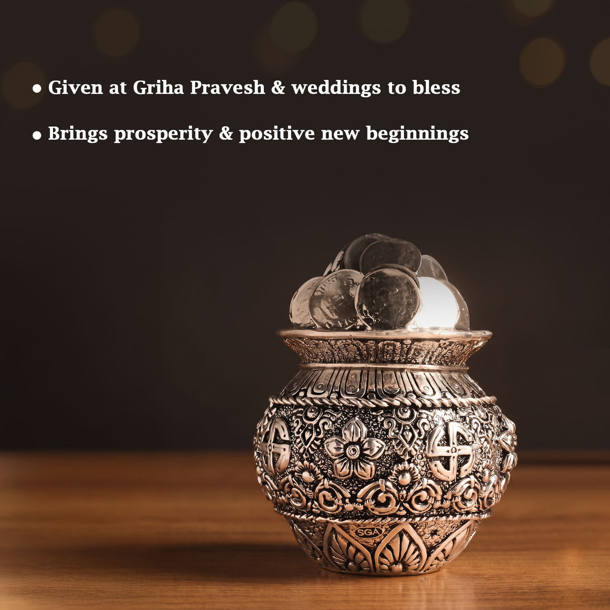 999 Silver Plated Dhan Kalash