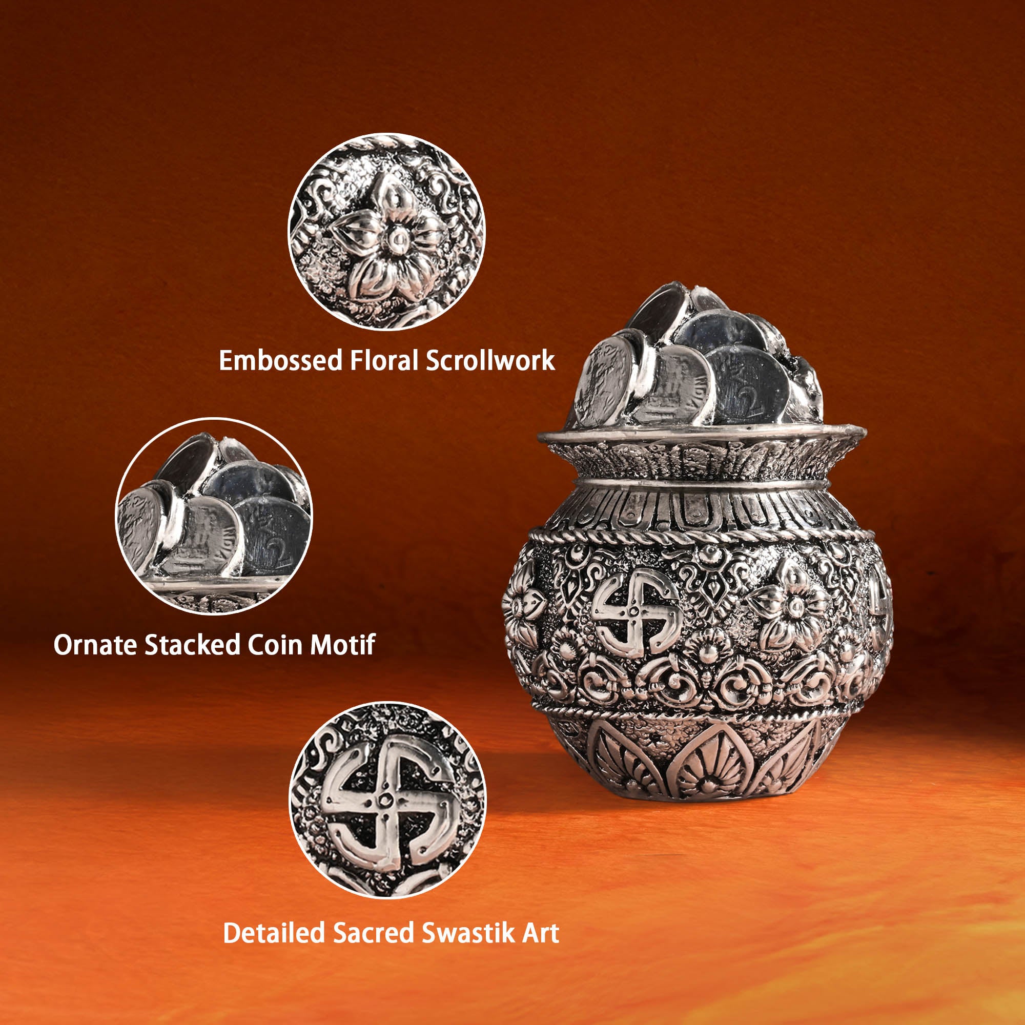 999 Silver Plated Dhan Kalash