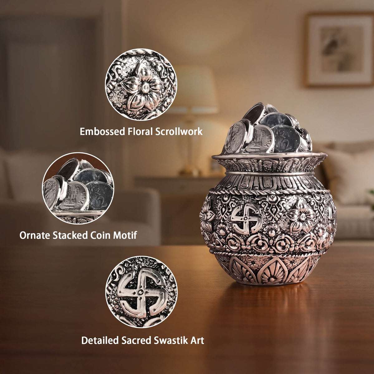 999 Silver Plated Dhan Kalash