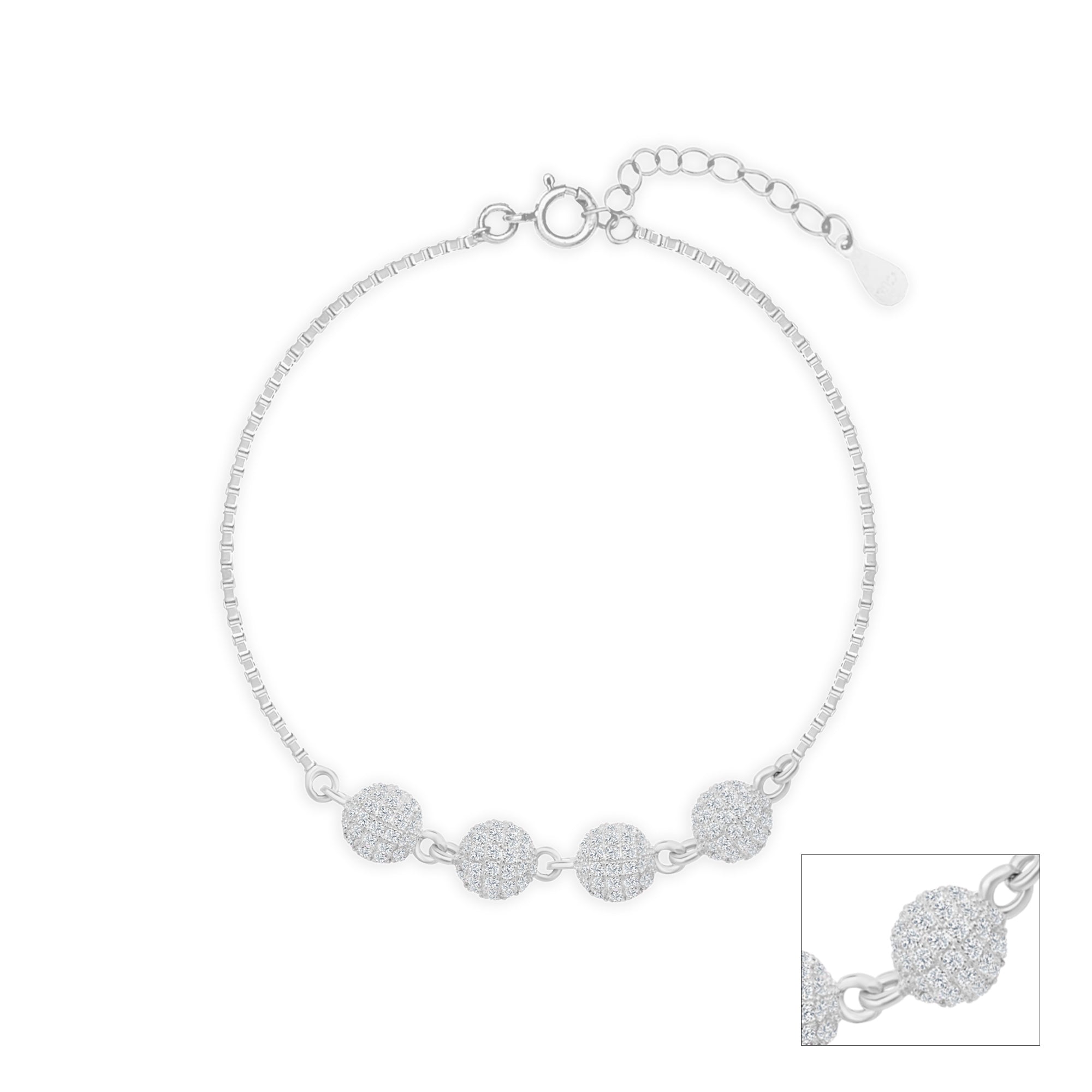 Glint Bead Silver Anklet