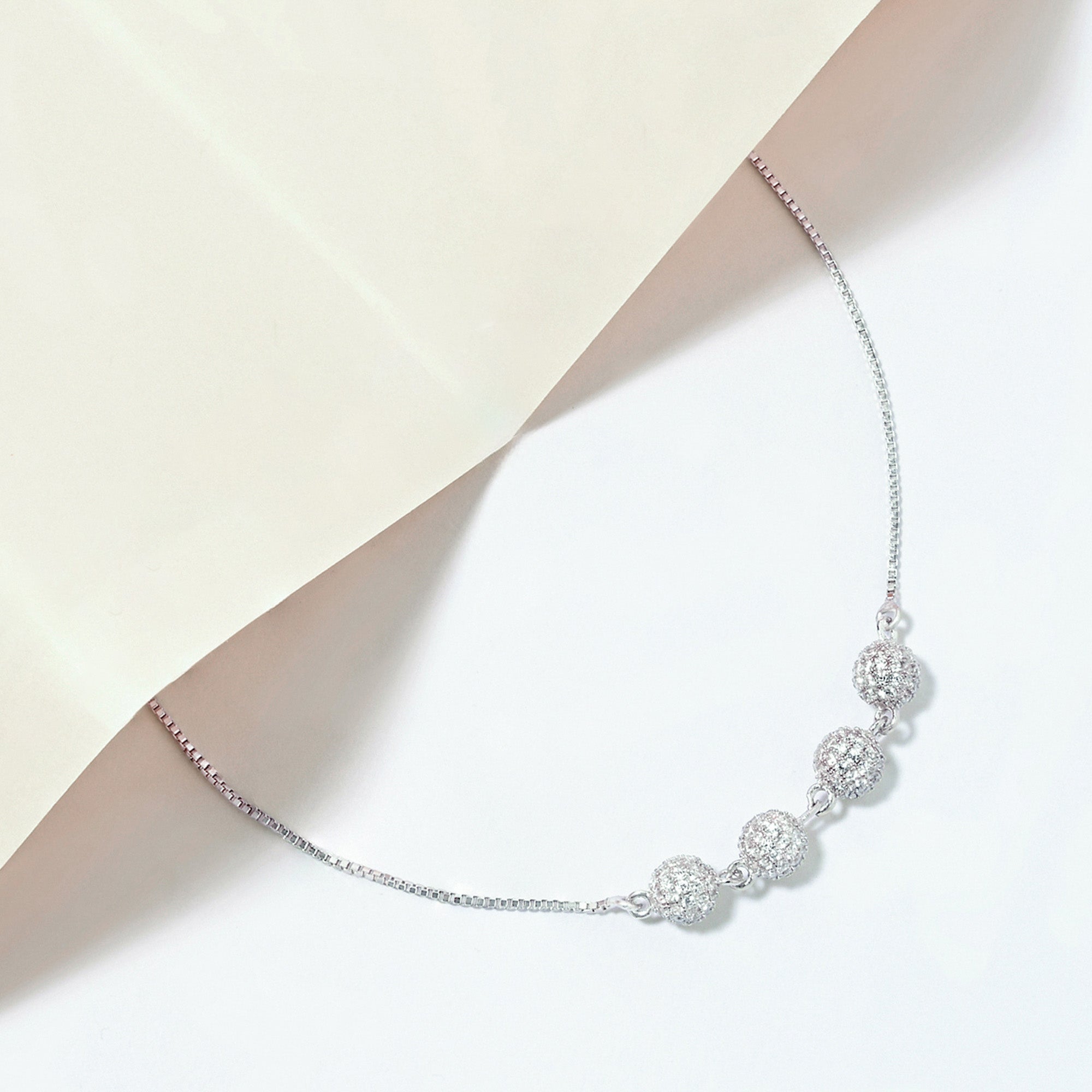 Glint Bead Silver Anklet
