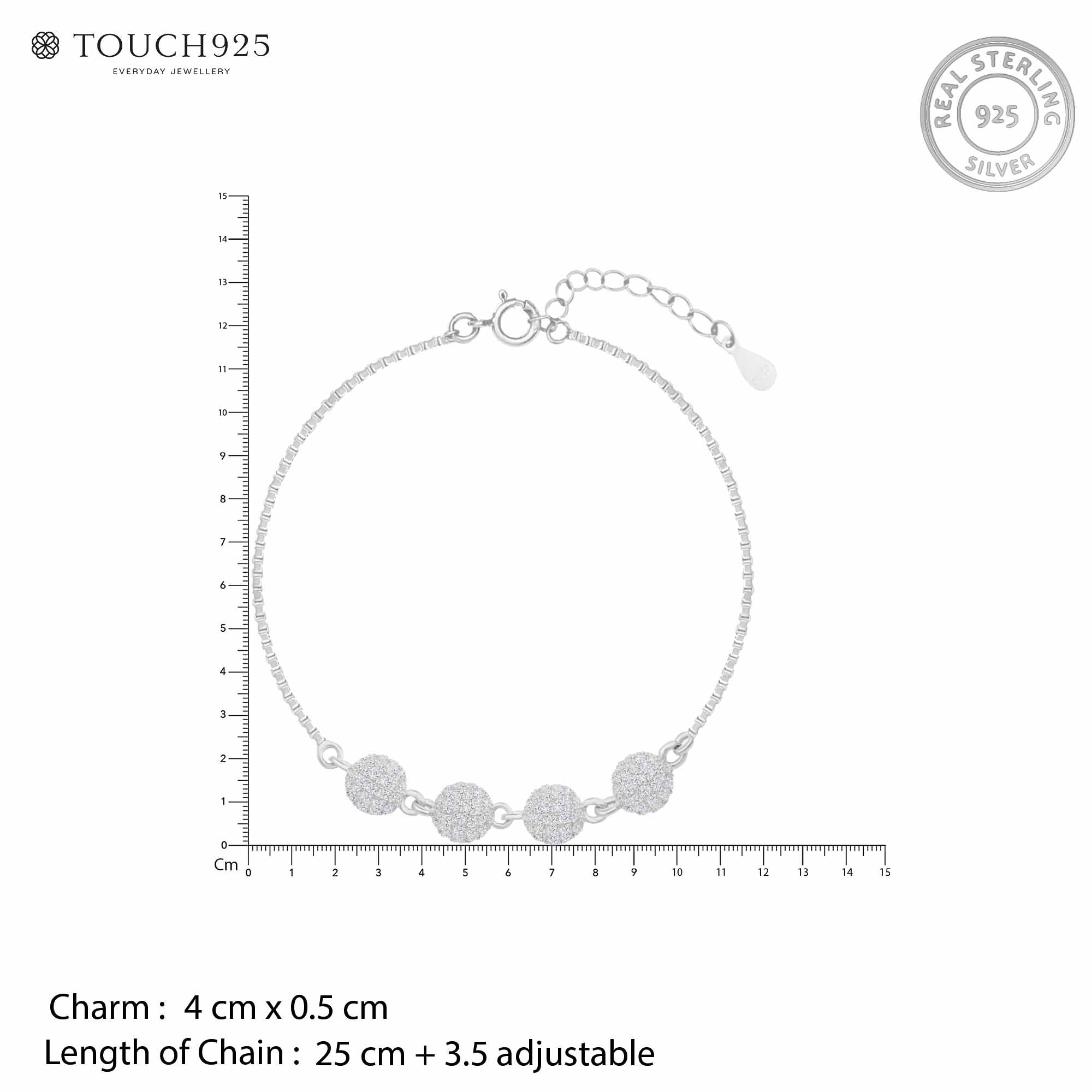 Glint Bead Silver Anklet