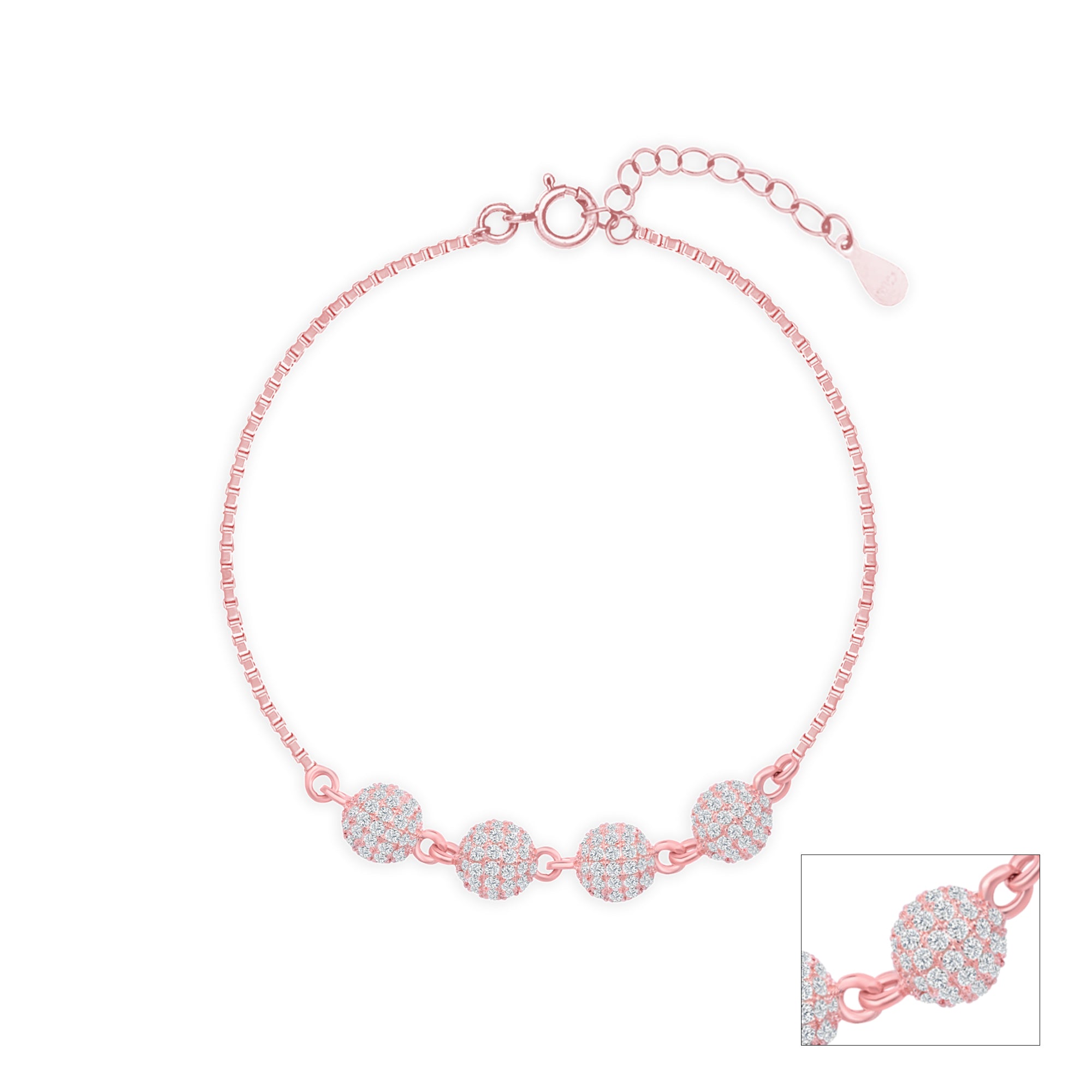 Glint Bead Silver Anklet