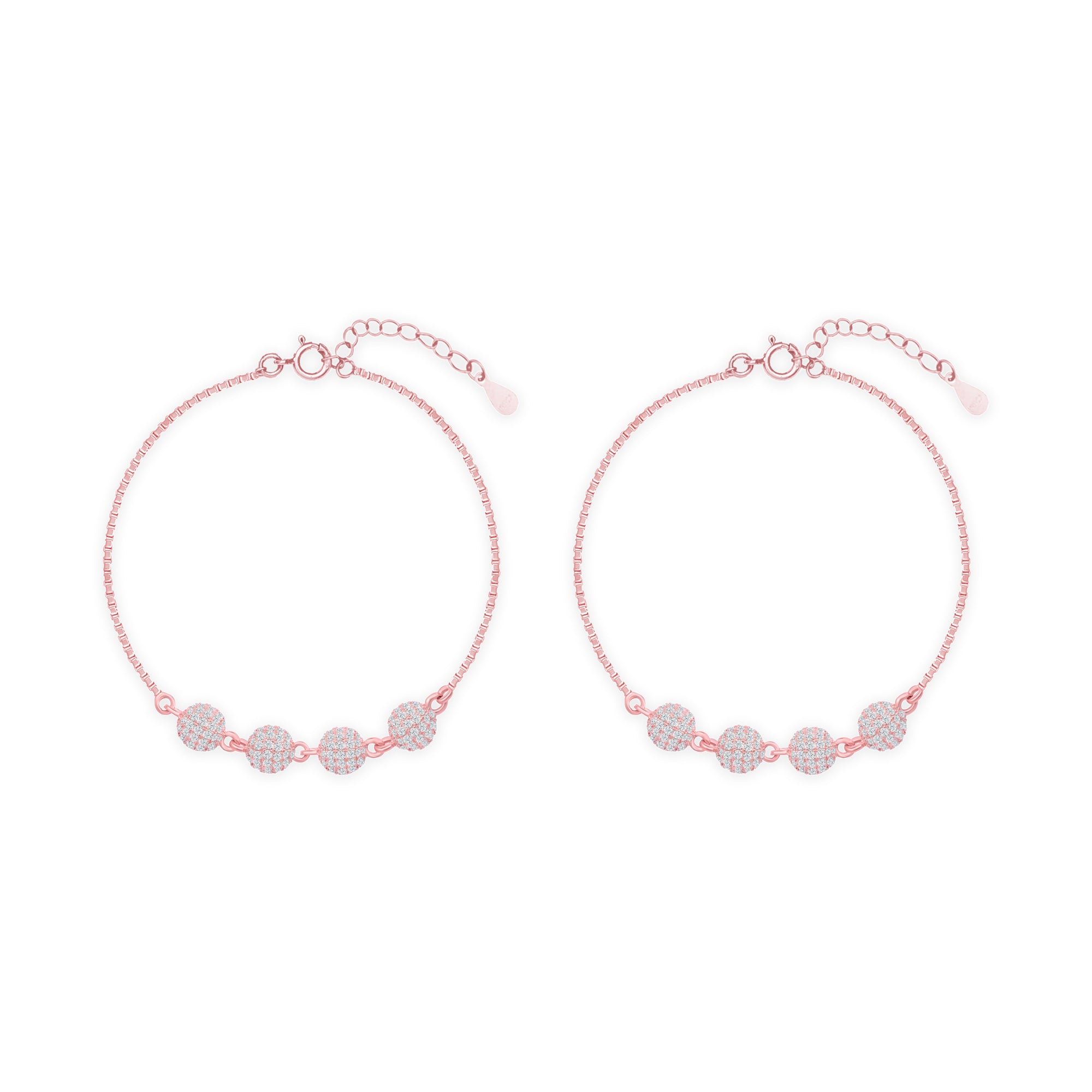 Glint Bead Silver Anklet