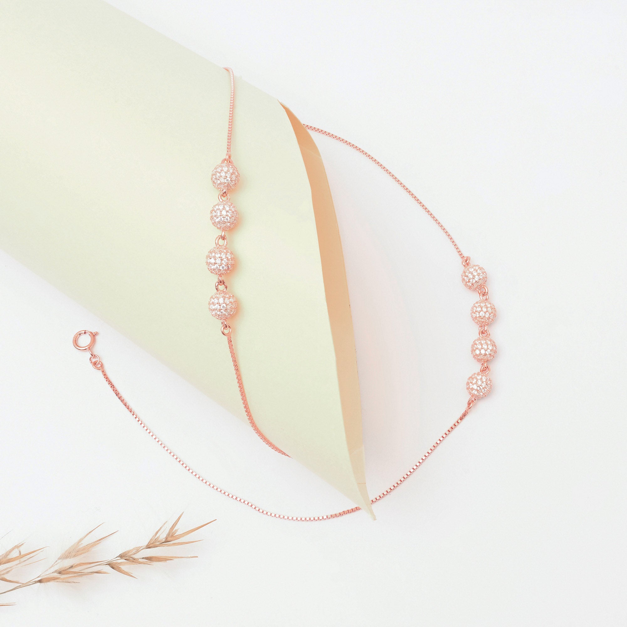 Glint Bead Silver Anklet