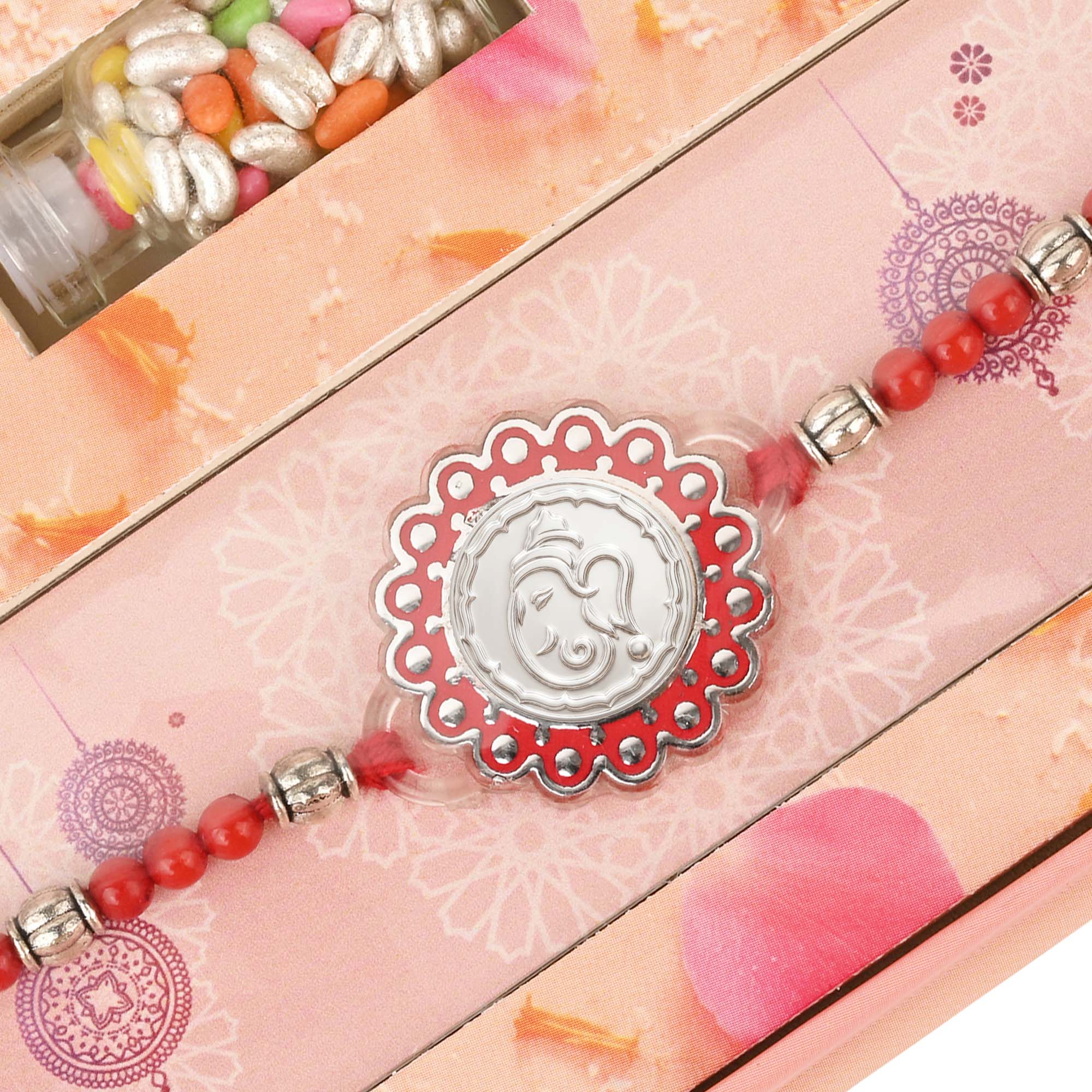 Om Silver Rakhi Gift Box