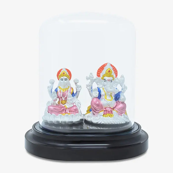 999 Silver Serene Laxmi Ganesh Idol