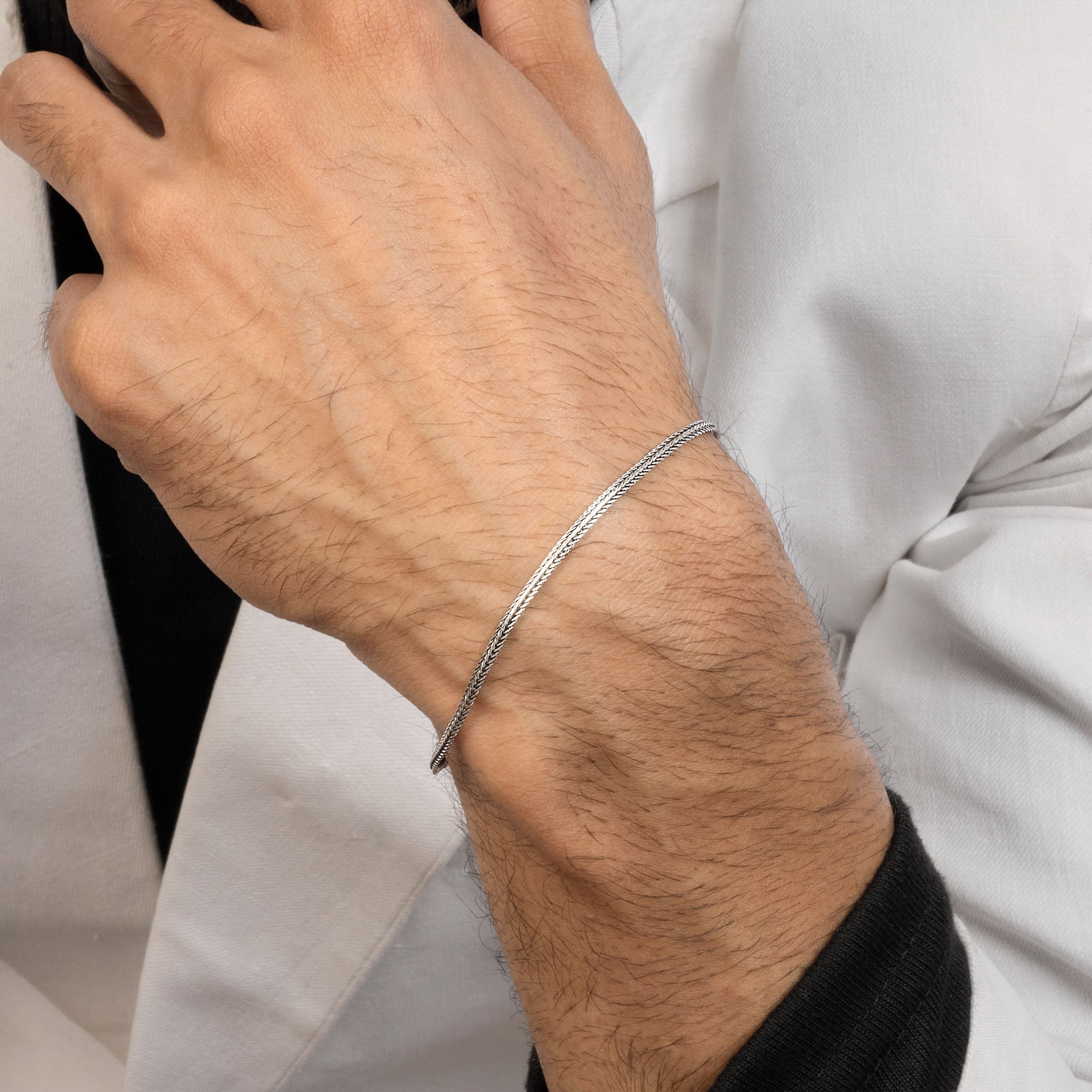 Braided Silver Chain Bracelet