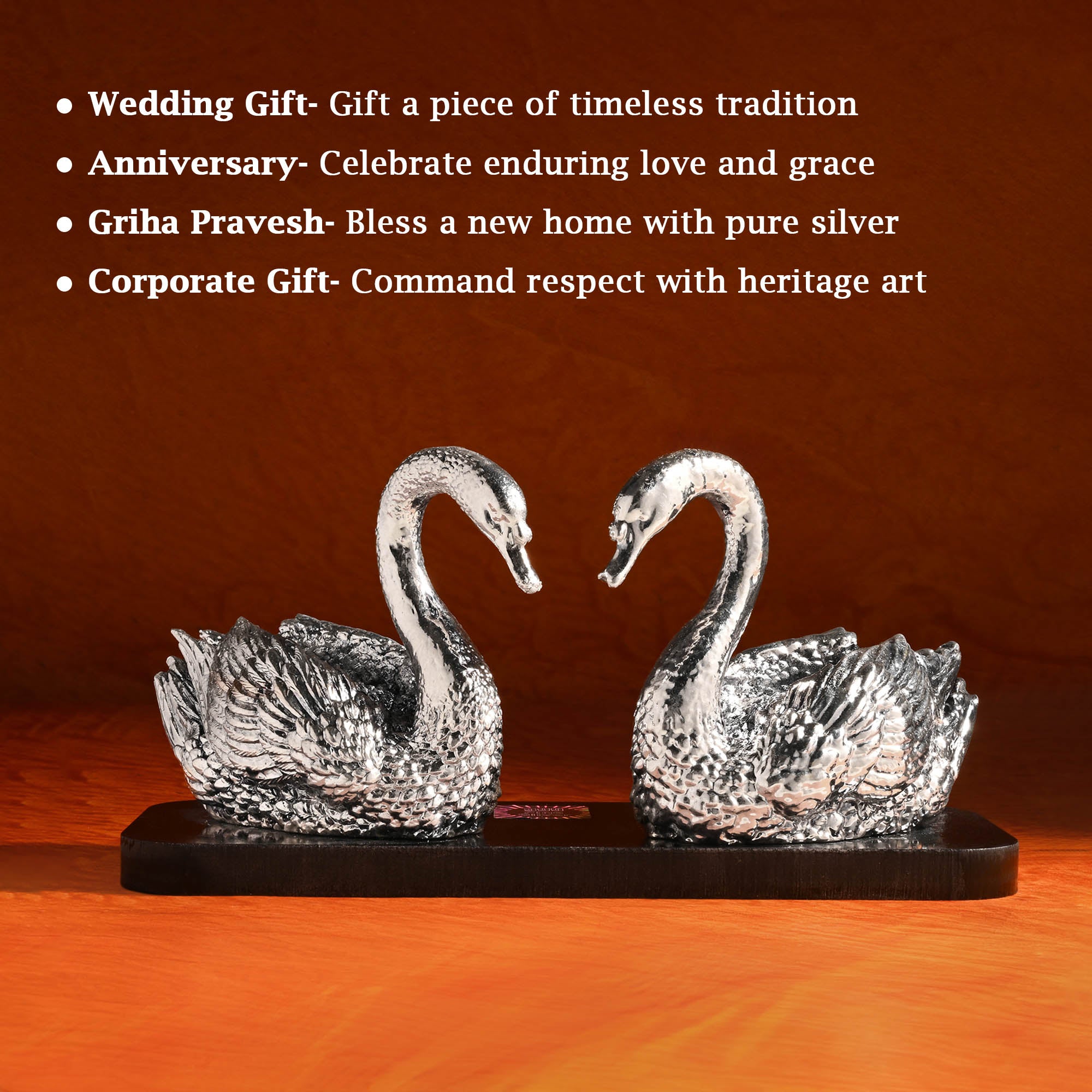 Swan Pair 999 Silver Plated Showpiece
