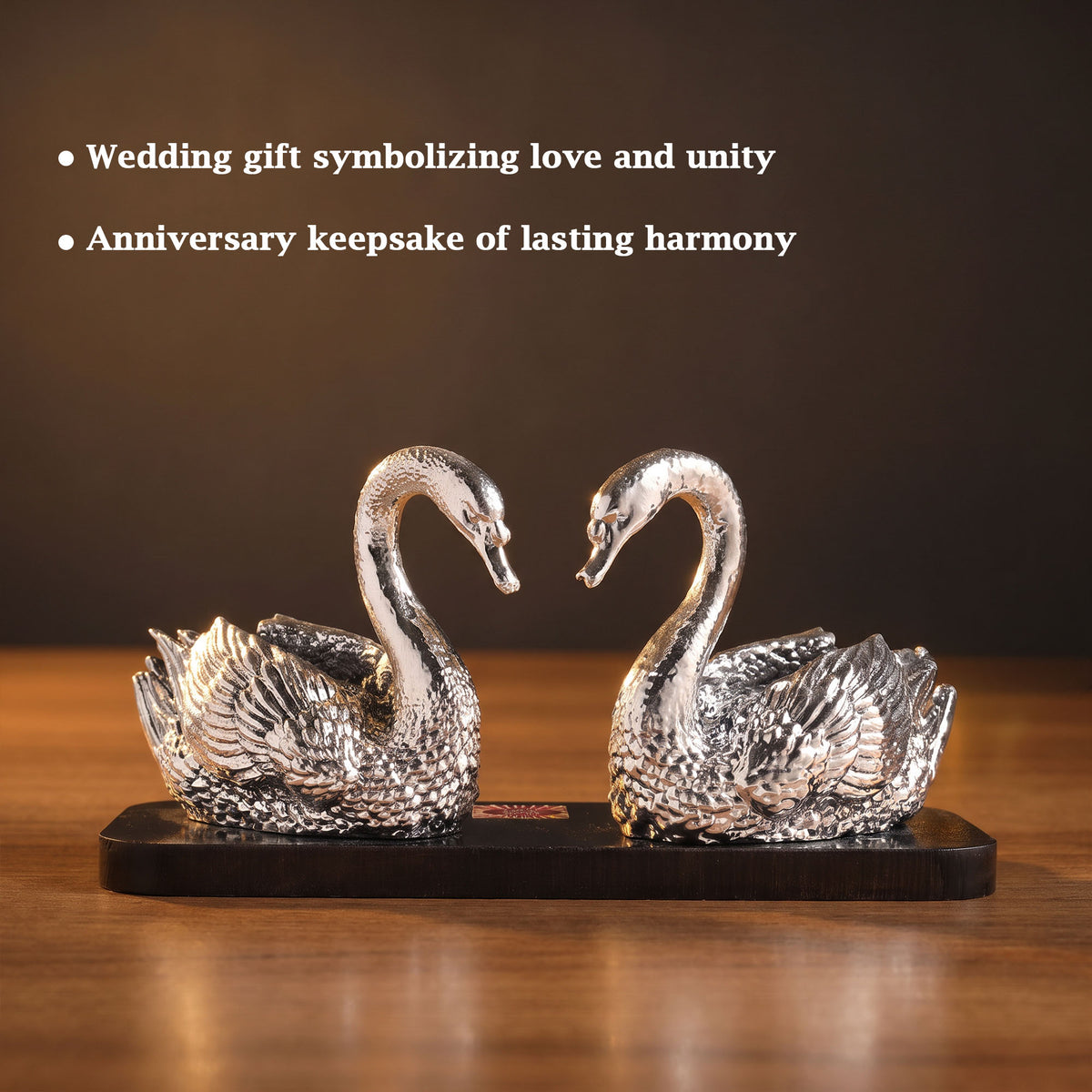Swan Pair 999 Silver Plated Showpiece