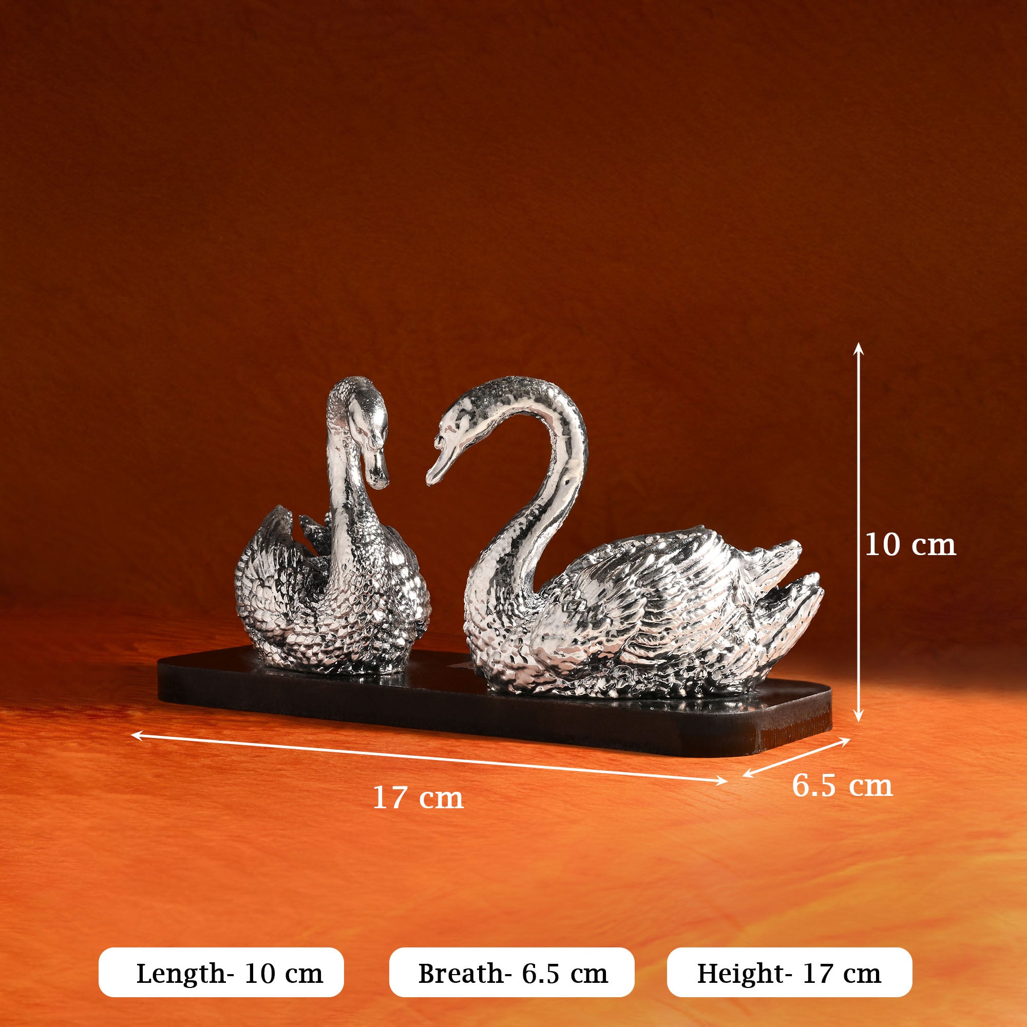 Swan Pair 999 Silver Plated Showpiece