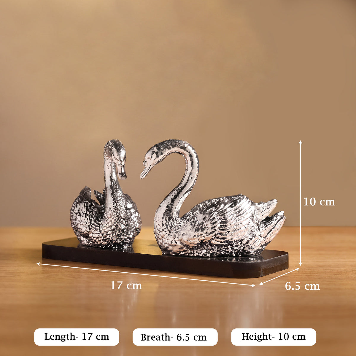 Swan Pair 999 Silver Plated Showpiece