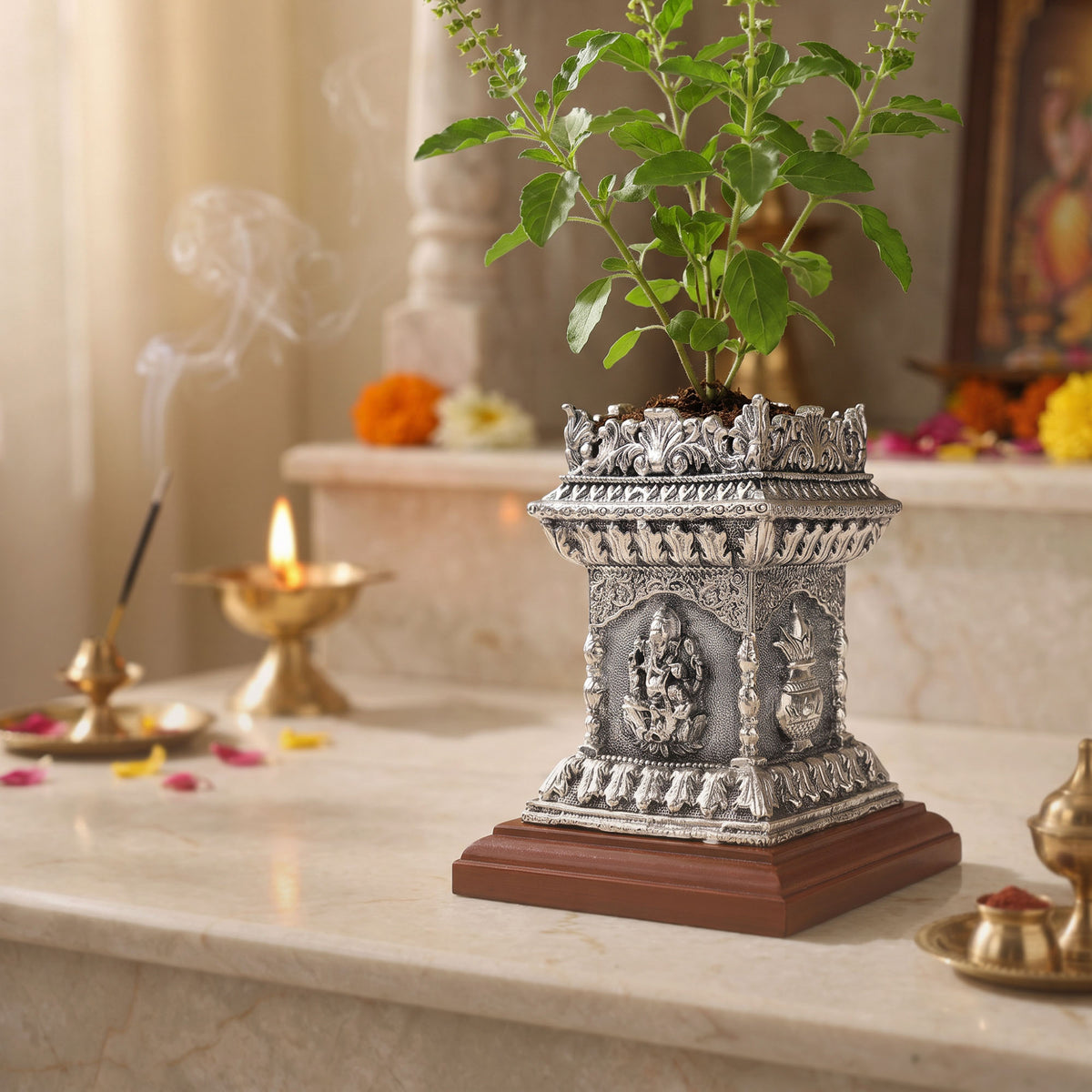 999 Silver Plated Tulsi Pot