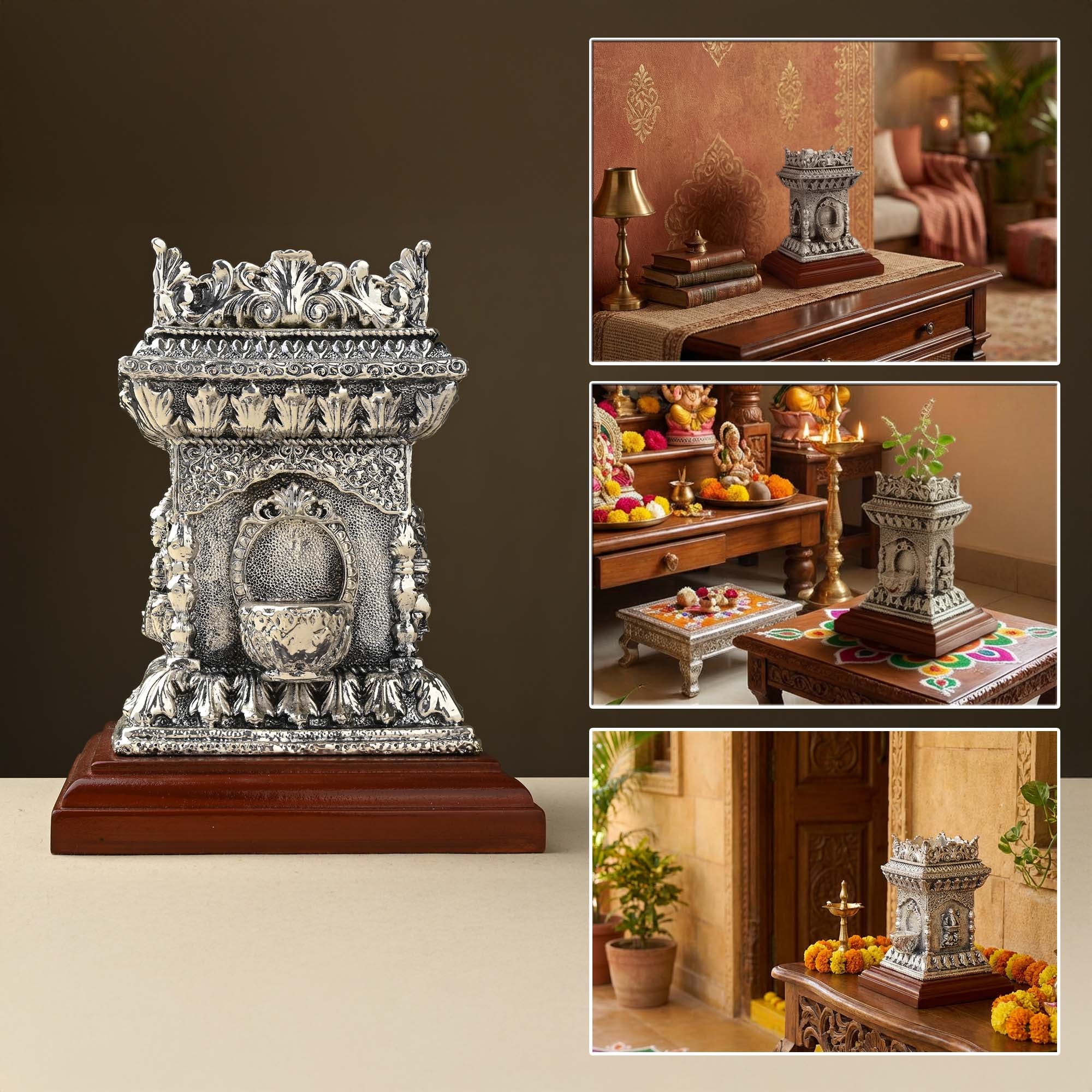 999 Silver Plated Tulsi Pot