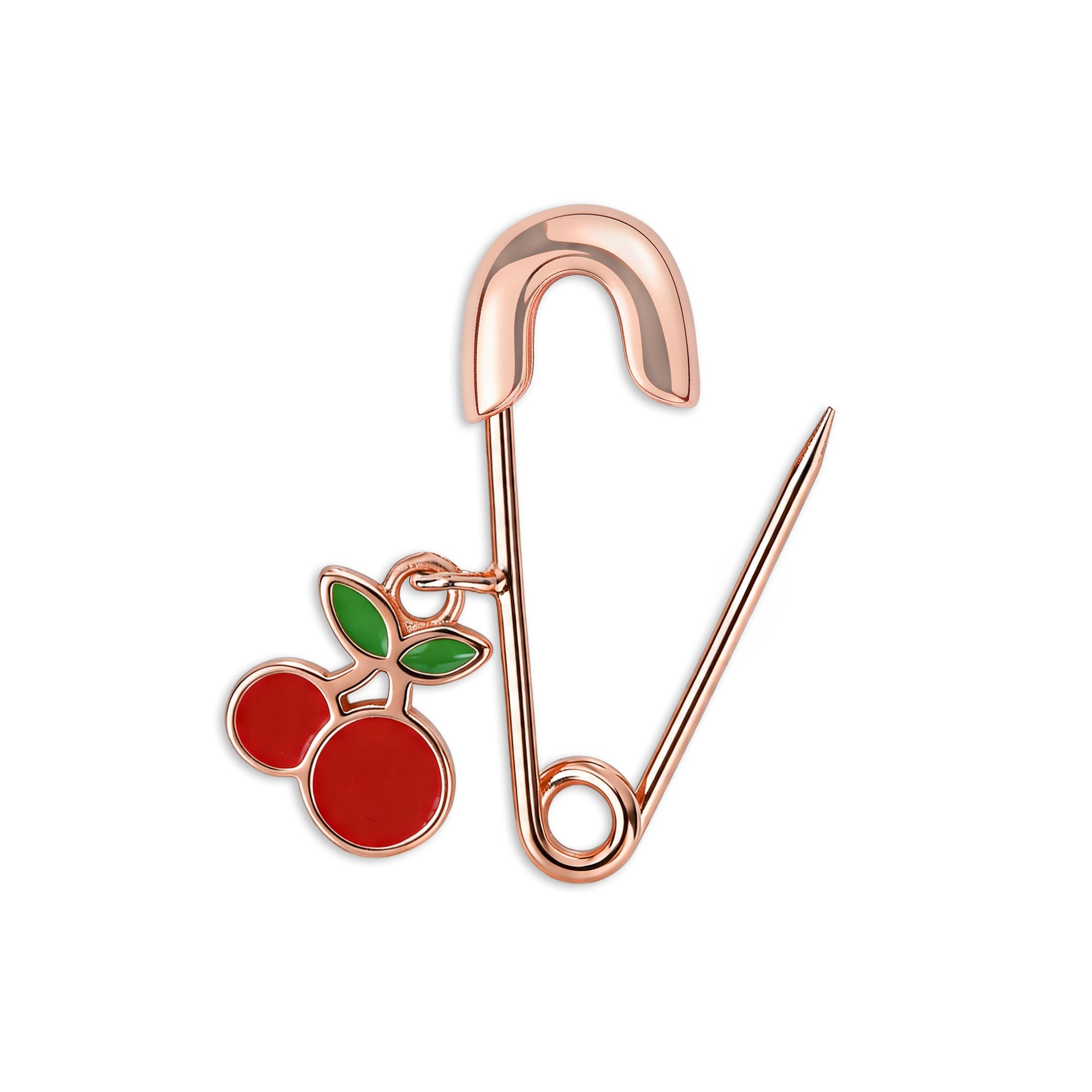 Rose Gold Cherry Kids Safety Pin