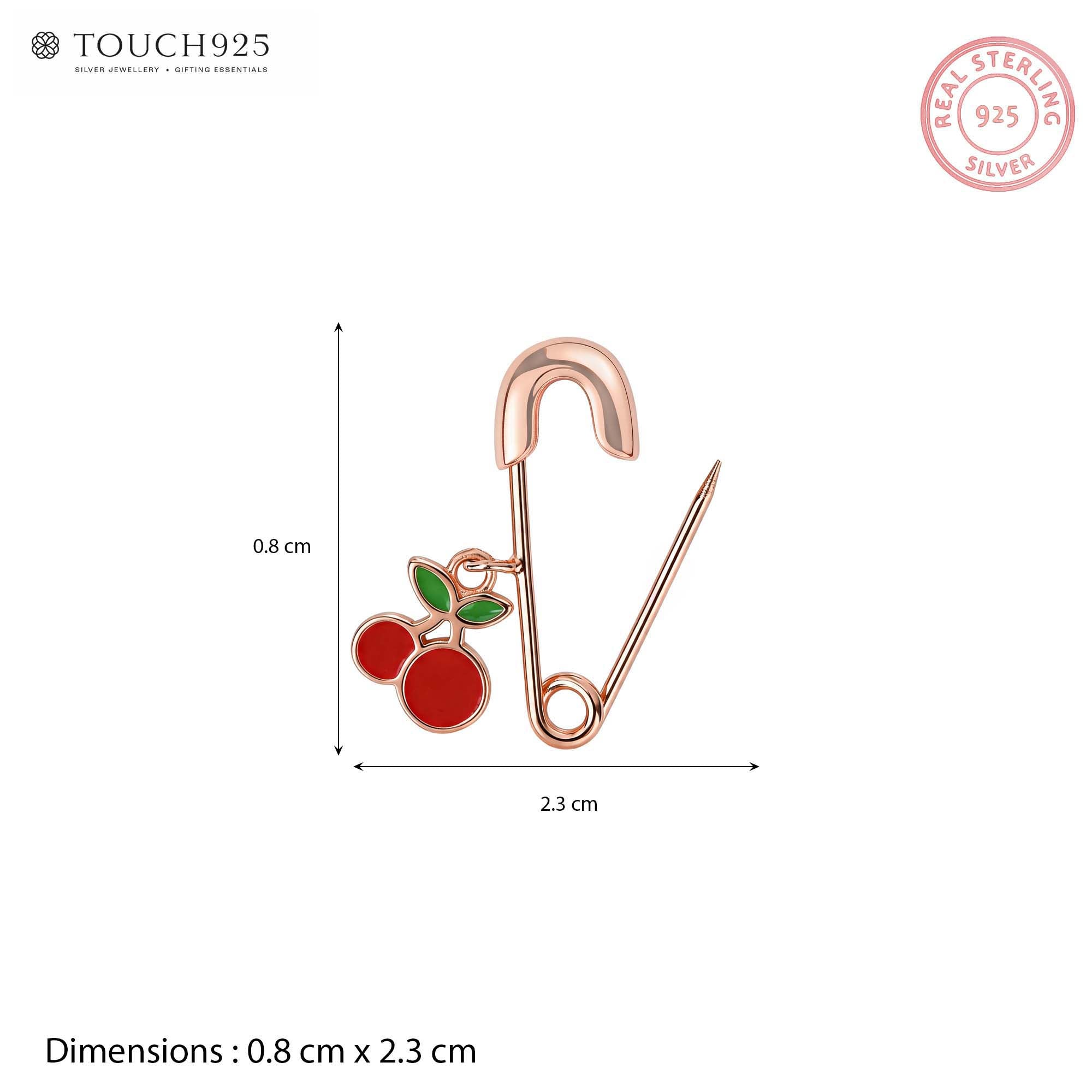 Rose Gold Cherry Kids Safety Pin