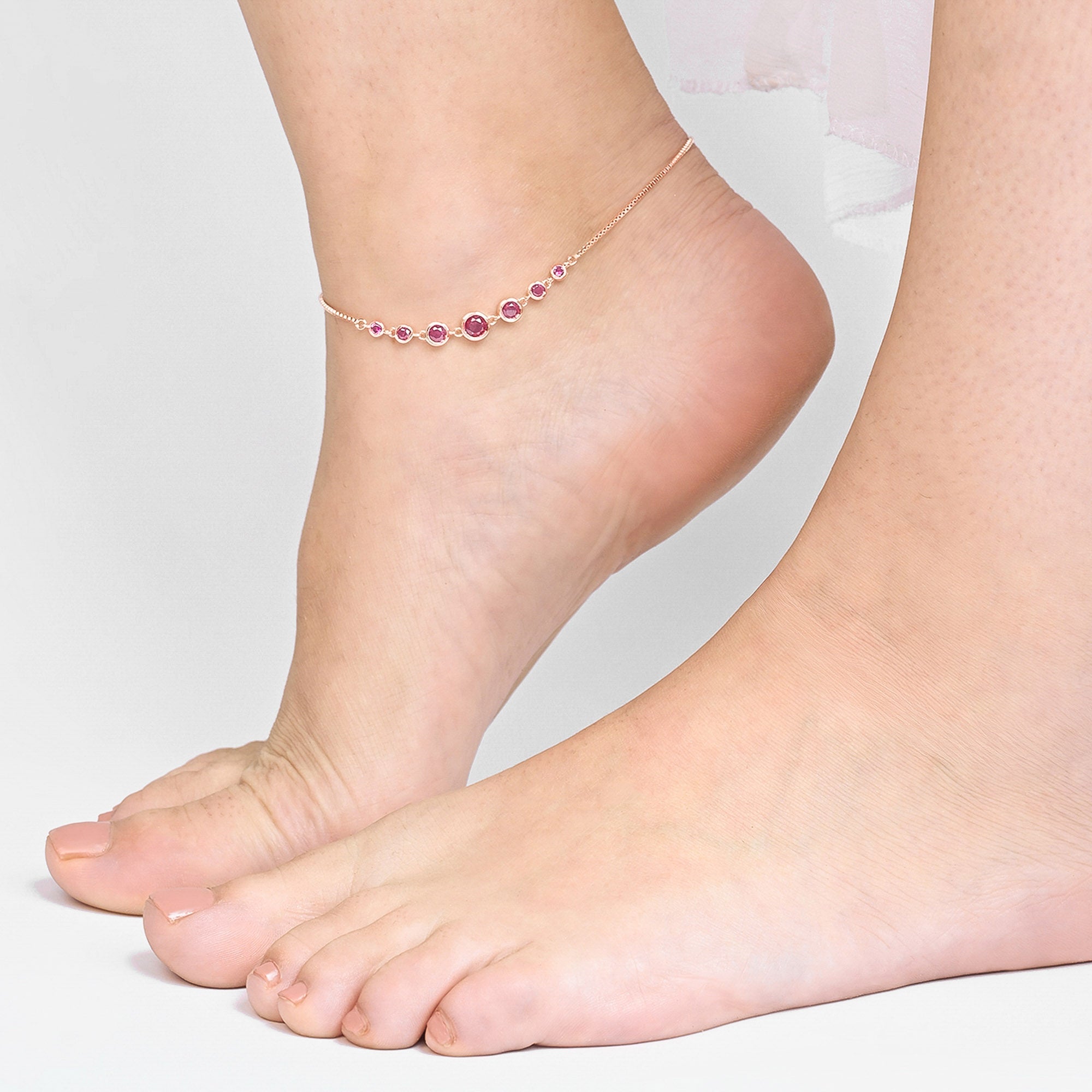 Crimson Silver Anklet