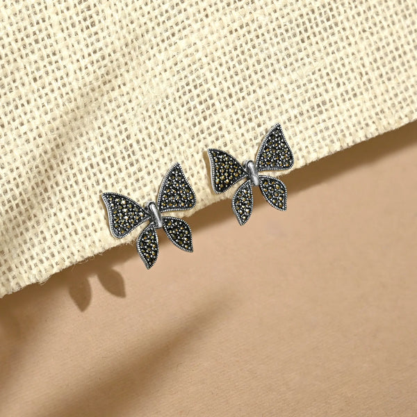 Vintage Charm Oxidized Butterfly Stud Earrings