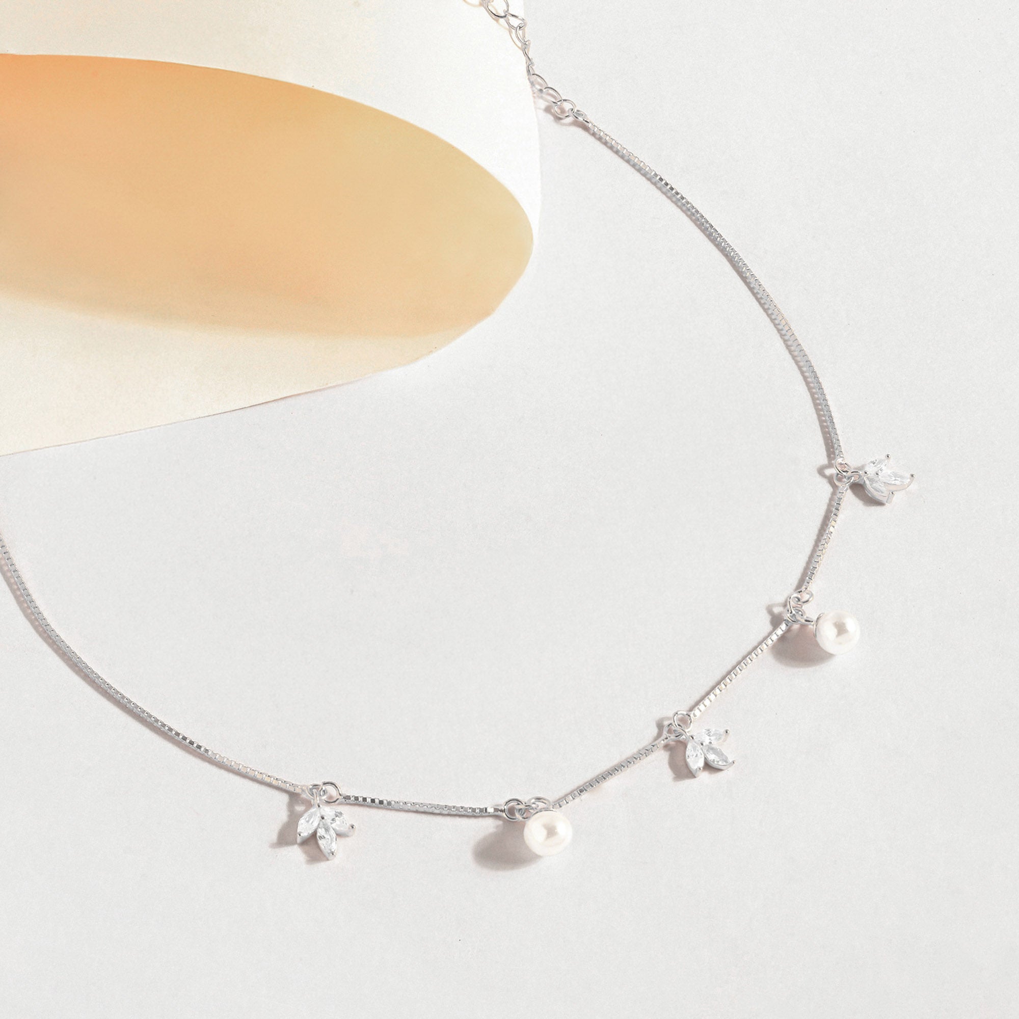 Pearl Bloom Silver Anklet