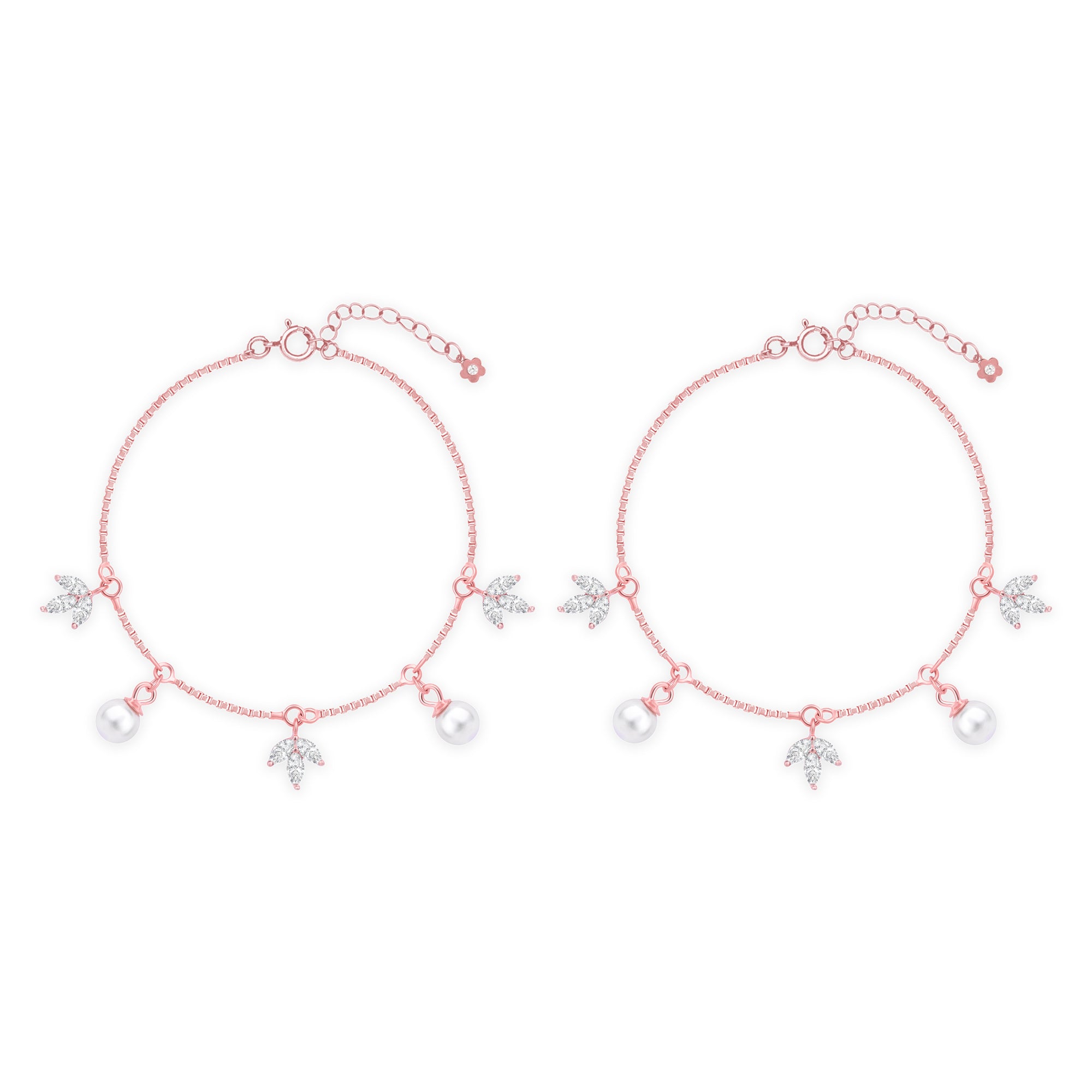 Pearl Bloom Silver Anklet