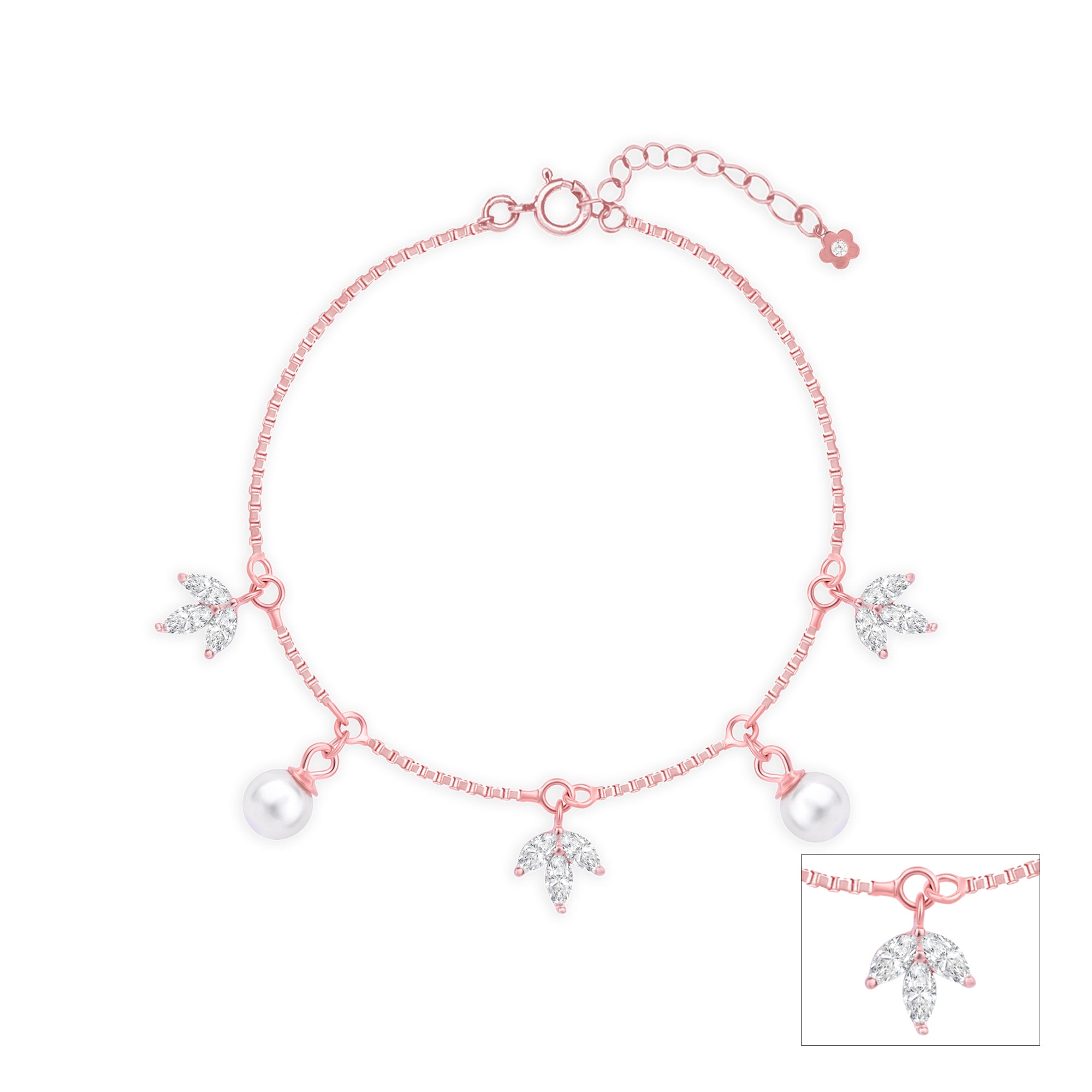 Pearl Bloom Silver Anklet
