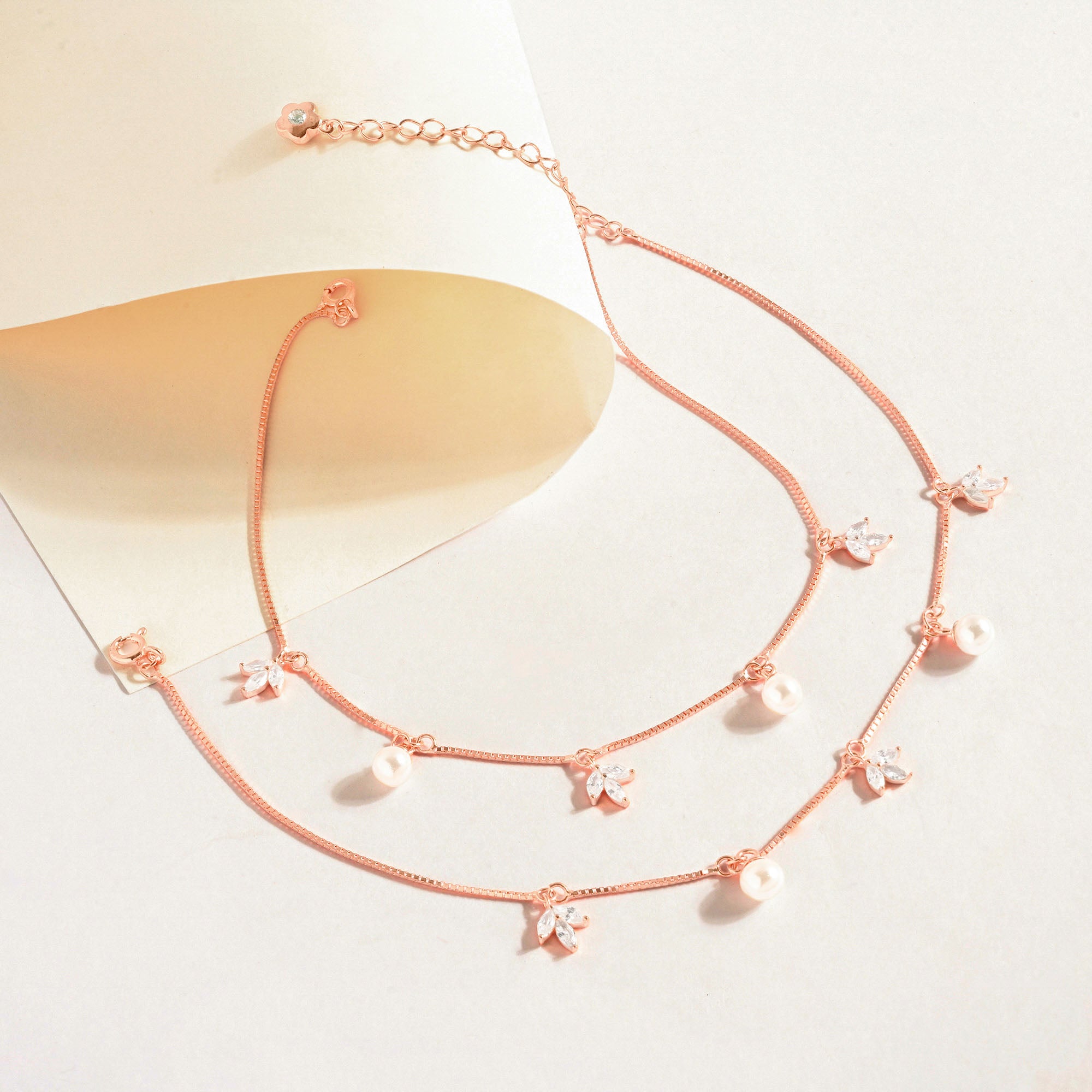 Pearl Bloom Silver Anklet