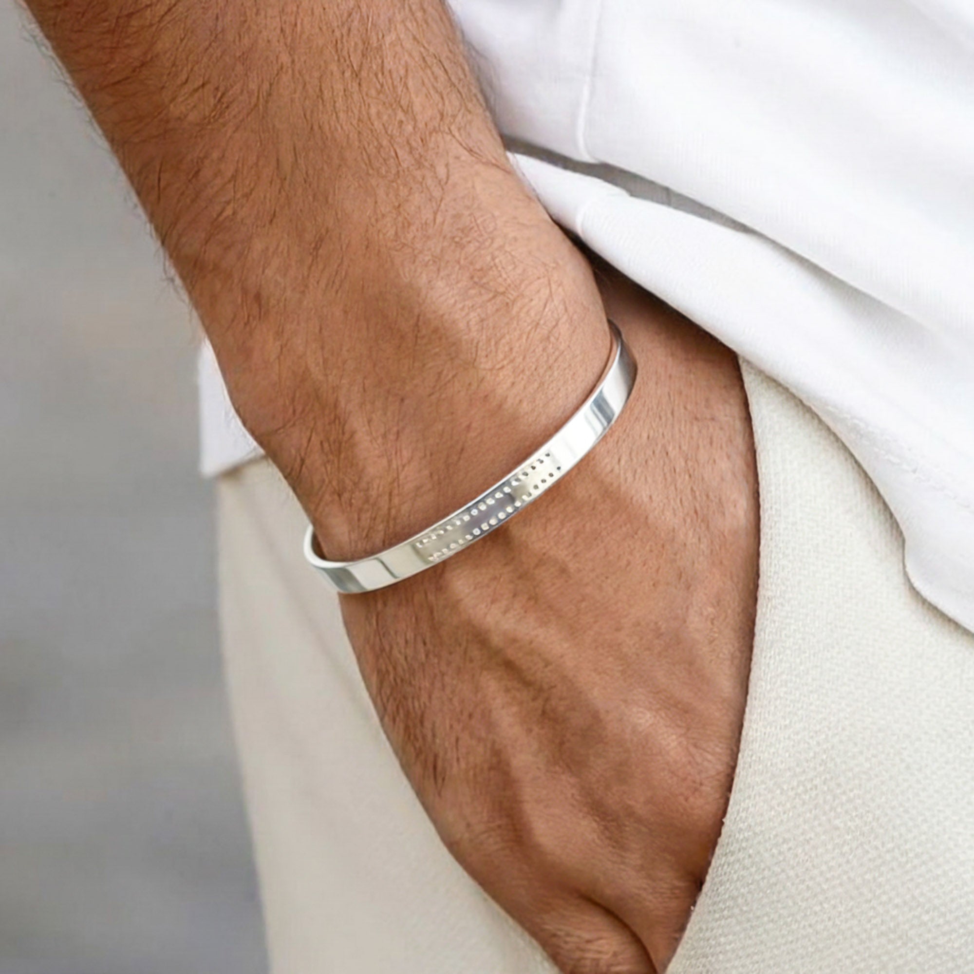 Silver Dual-Row Dot Kada